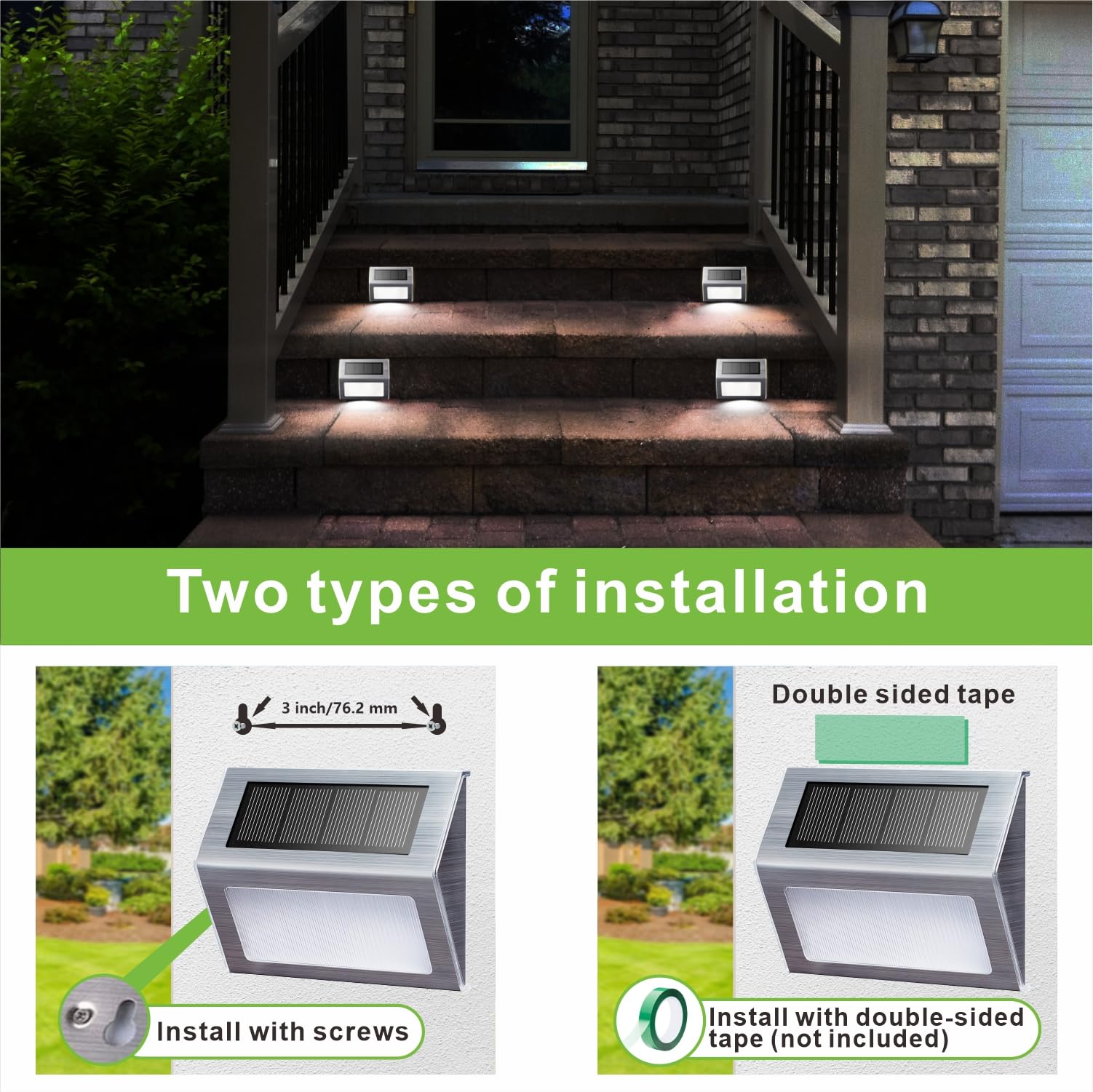 Xlux Solar Powered Lights For Deck Steps Stairs Fences Pathway Path, Led Lamp, Outdoor Waterproof, White Light 12 Pack