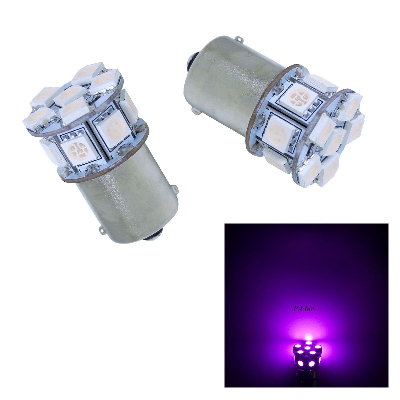 PA LED 2PCS 1156 Ba15s Purple Auto LED Bulb 12V for Turn Signal, Side Marker, Stop, Back Up, Tail Light (1073 1003 1093 1129 114