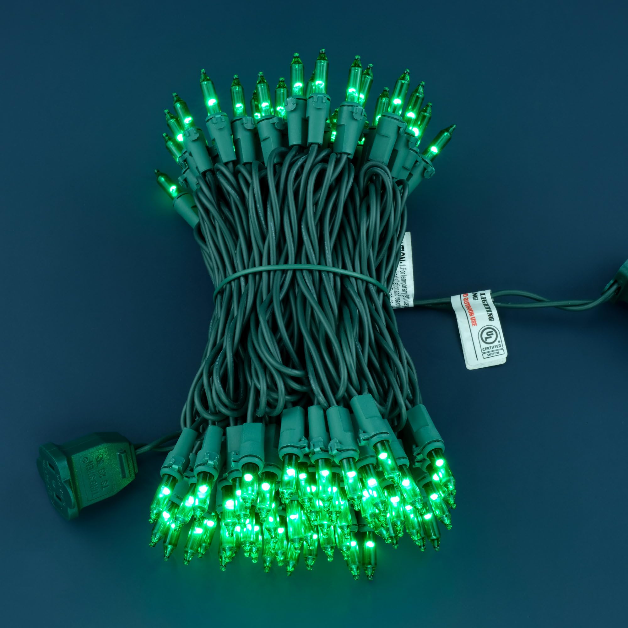 YULETIME 100 Count Mini String Lights, 33ft Green Wire, UL Certified, Incandescent-Like LED, Green Color