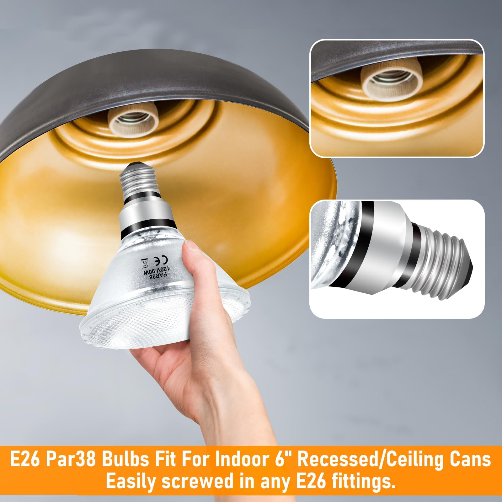 Jaenmsa PAR38 Halogen Flood Light Bulbs, 90W Dimmable, 4-Pack, 2700K Warm White, E26 Base, 4050 Lumens