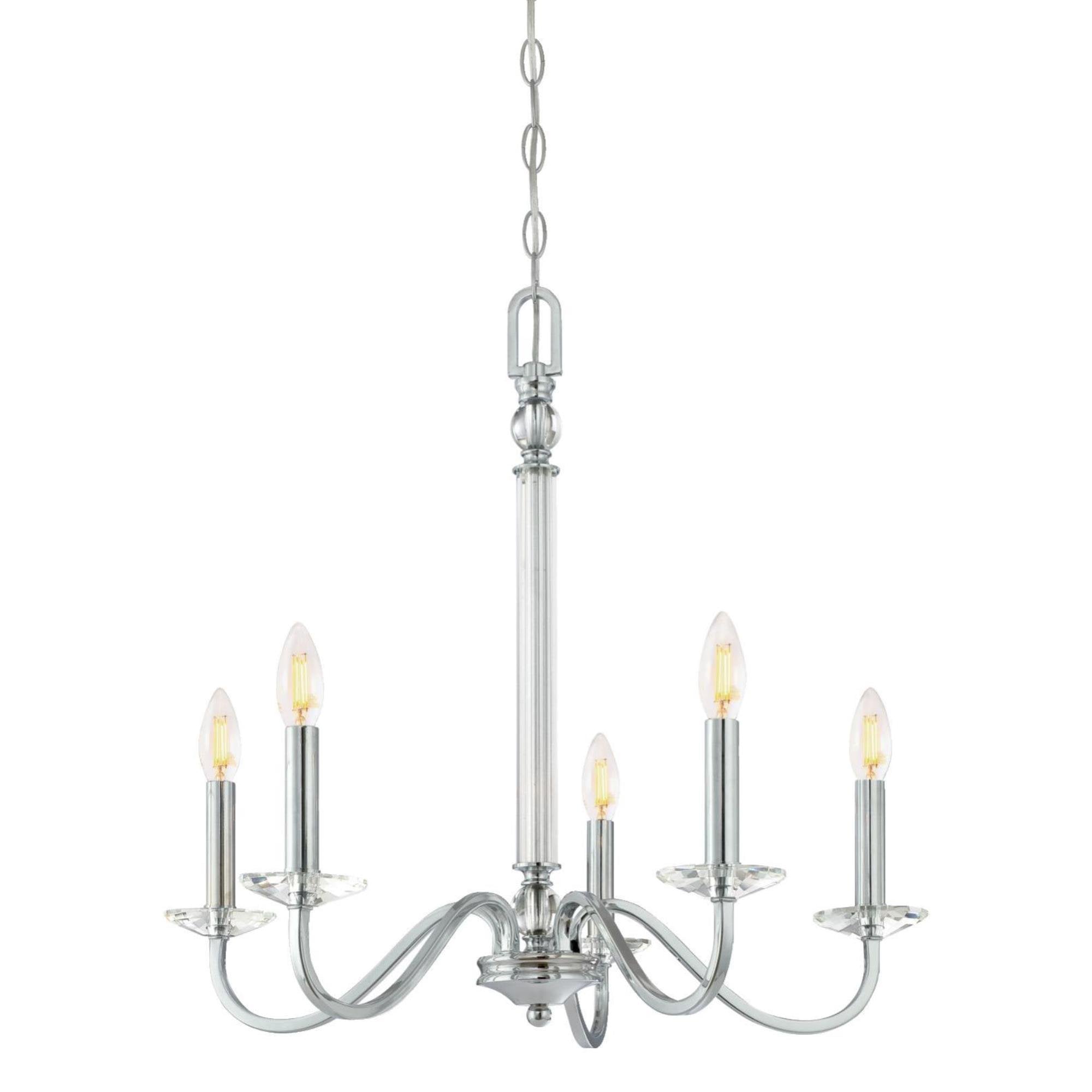 Westinghouse 6334200 Versailles Five-Light Indoor Chandelier, Chrome Finish with Clear Glass Accents, 5