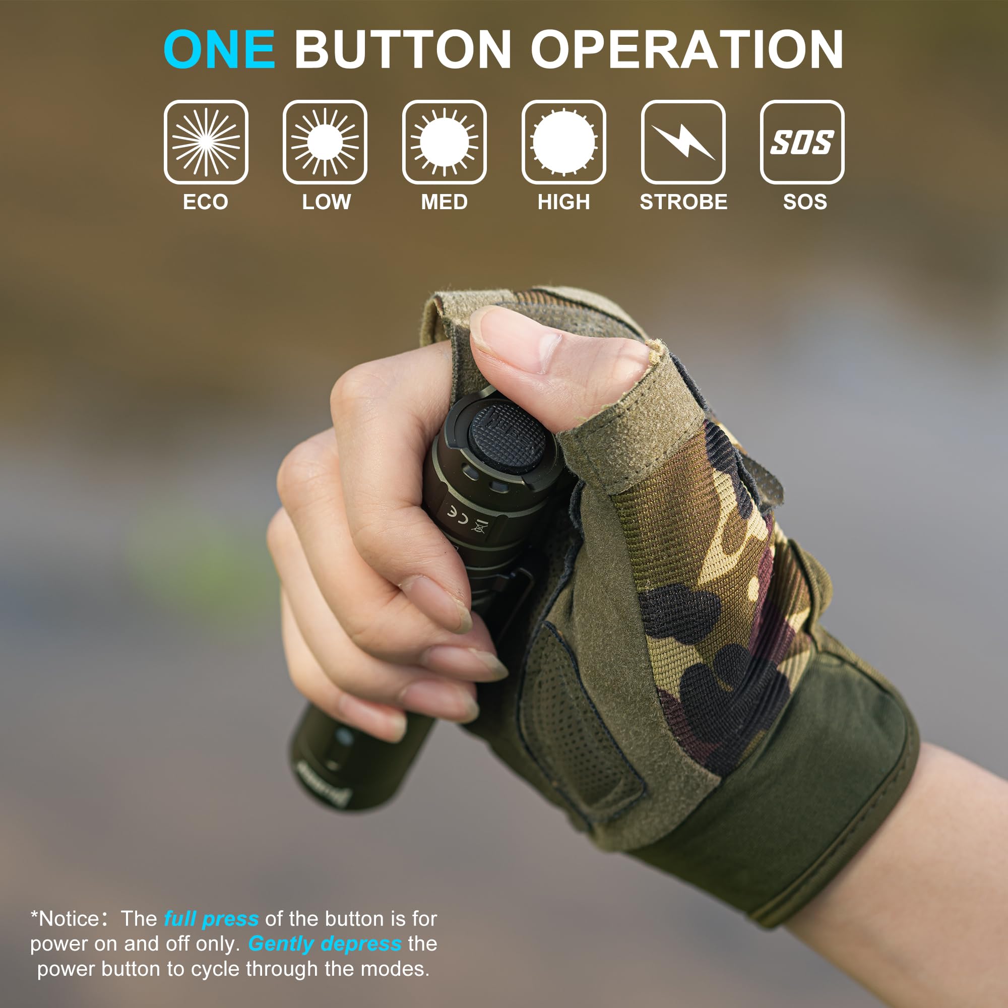 WUBEN C3 Rechargeable Flashlight 1200 Lumens, 6 Modes, IP68, Aluminum, Army Green