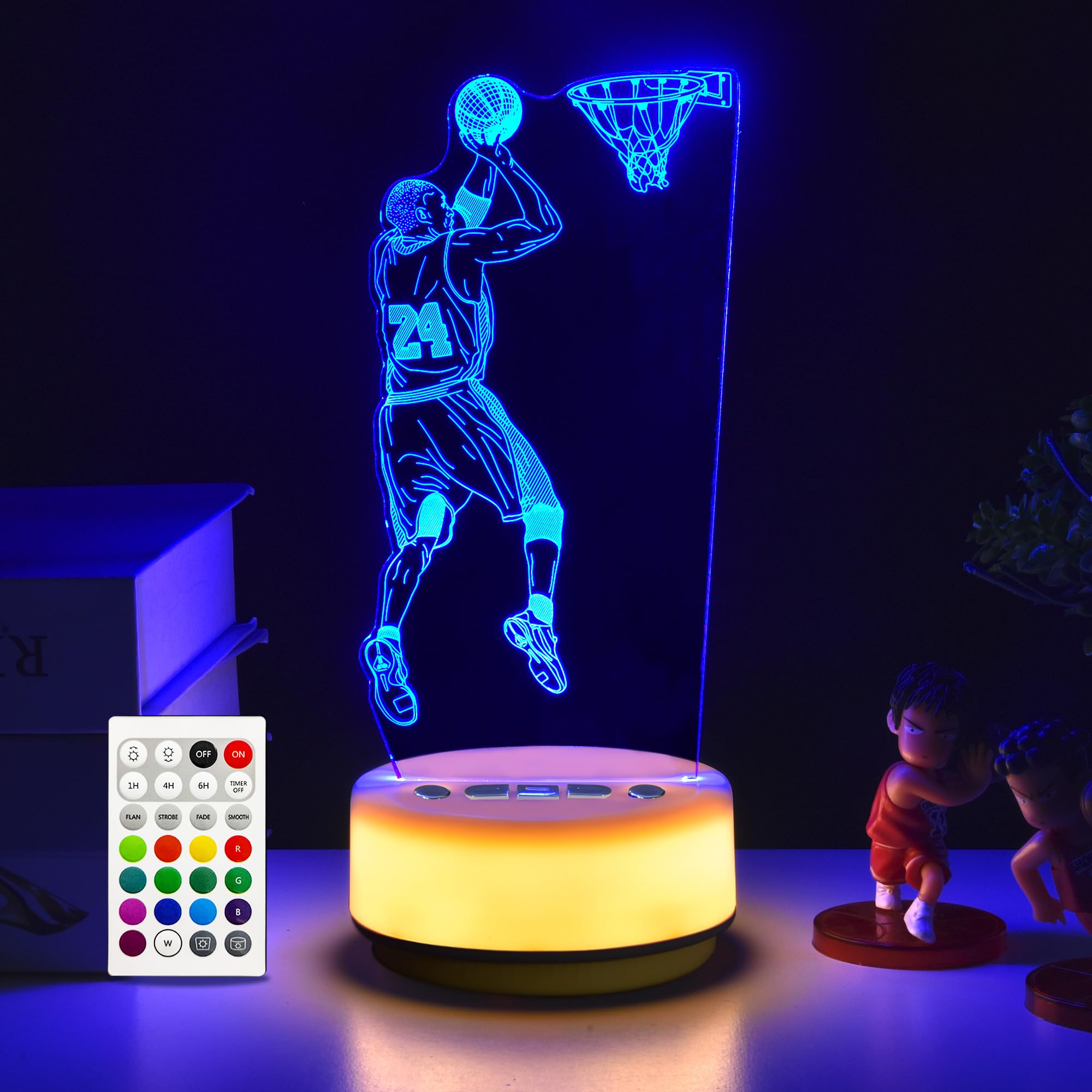 Kymellie Basketball Night Light Basketball Gifts For Boys, Basketball Lover 14 Colors Led Bedroom Sports Decor Lamp With Remote Control/Entity Key/Timer, Birthday Xmas Gifts For Boys&Girls