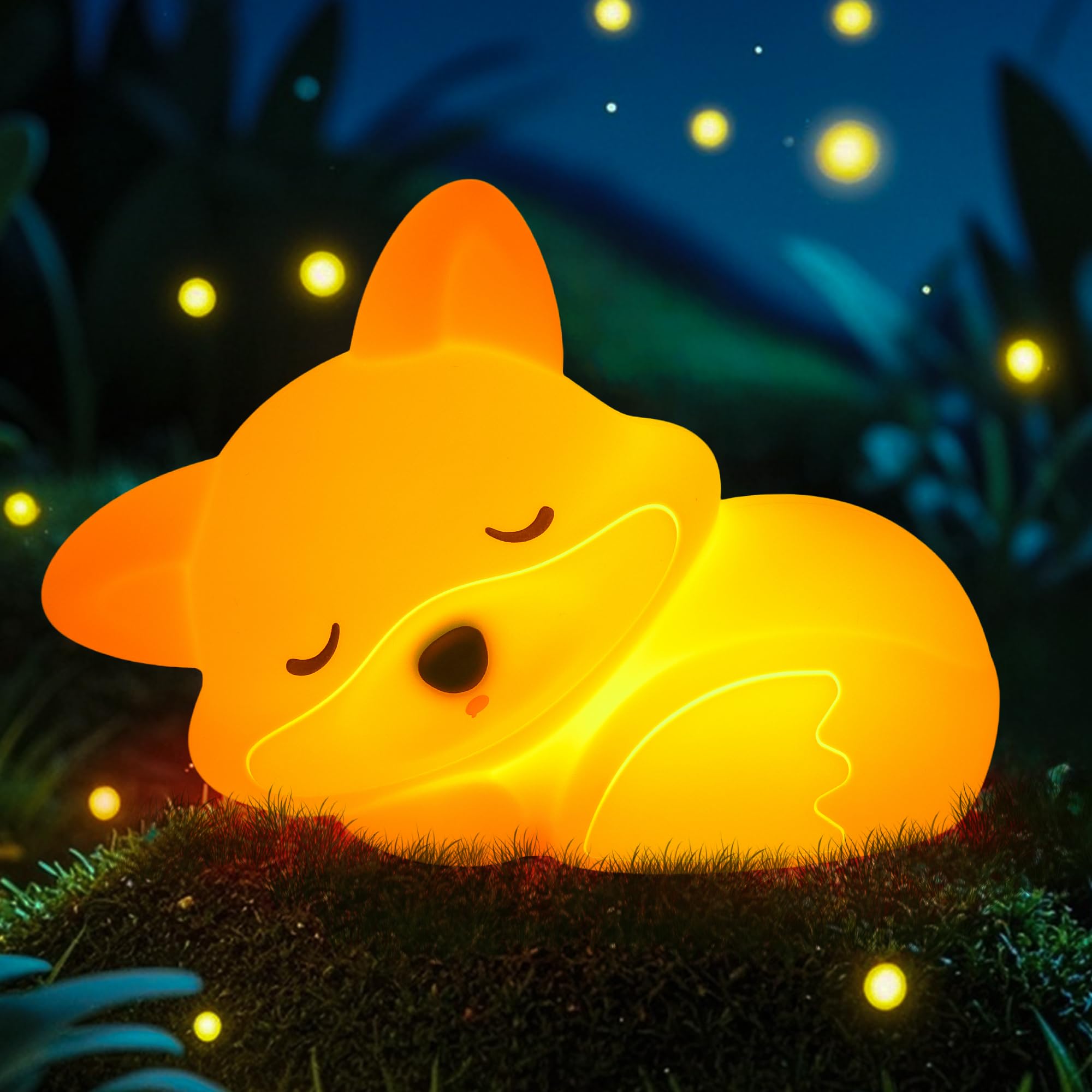 CoolGift Mart Fox Night Light, Cute Fox Silicone Night Light Gifts for Kids, Fox Lamp for Girls Boys Child Baby Nursery, Animal 