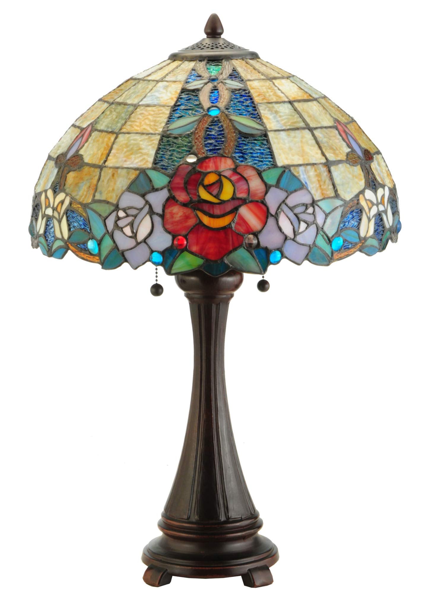 Meyda Tiffany Rose Vine Table Lamp, 25-inch, Mahogany Bronze, Glass and Metal, Model 138121