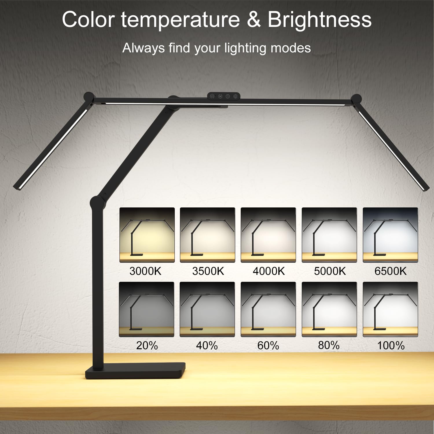 Omorepa 36W Architect Desk Lamp, 3000LM, Dimmable, Remote Control, 47.4" Wide, Black, Model FDDL19