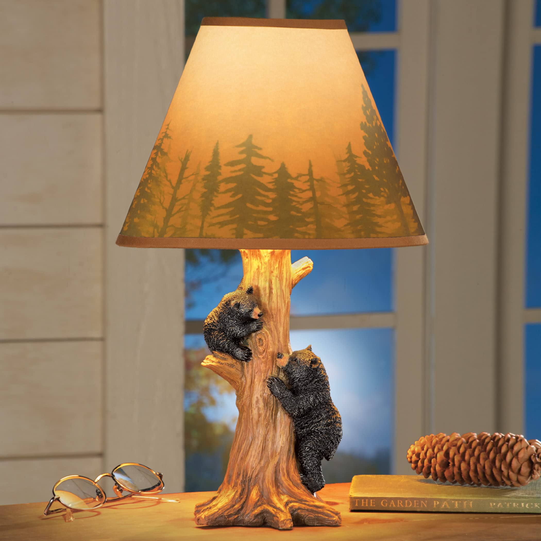 Collections Etc Rustic Climbing Bear Family Lamp, 14.75in H, Brown, Resin, Model 98558