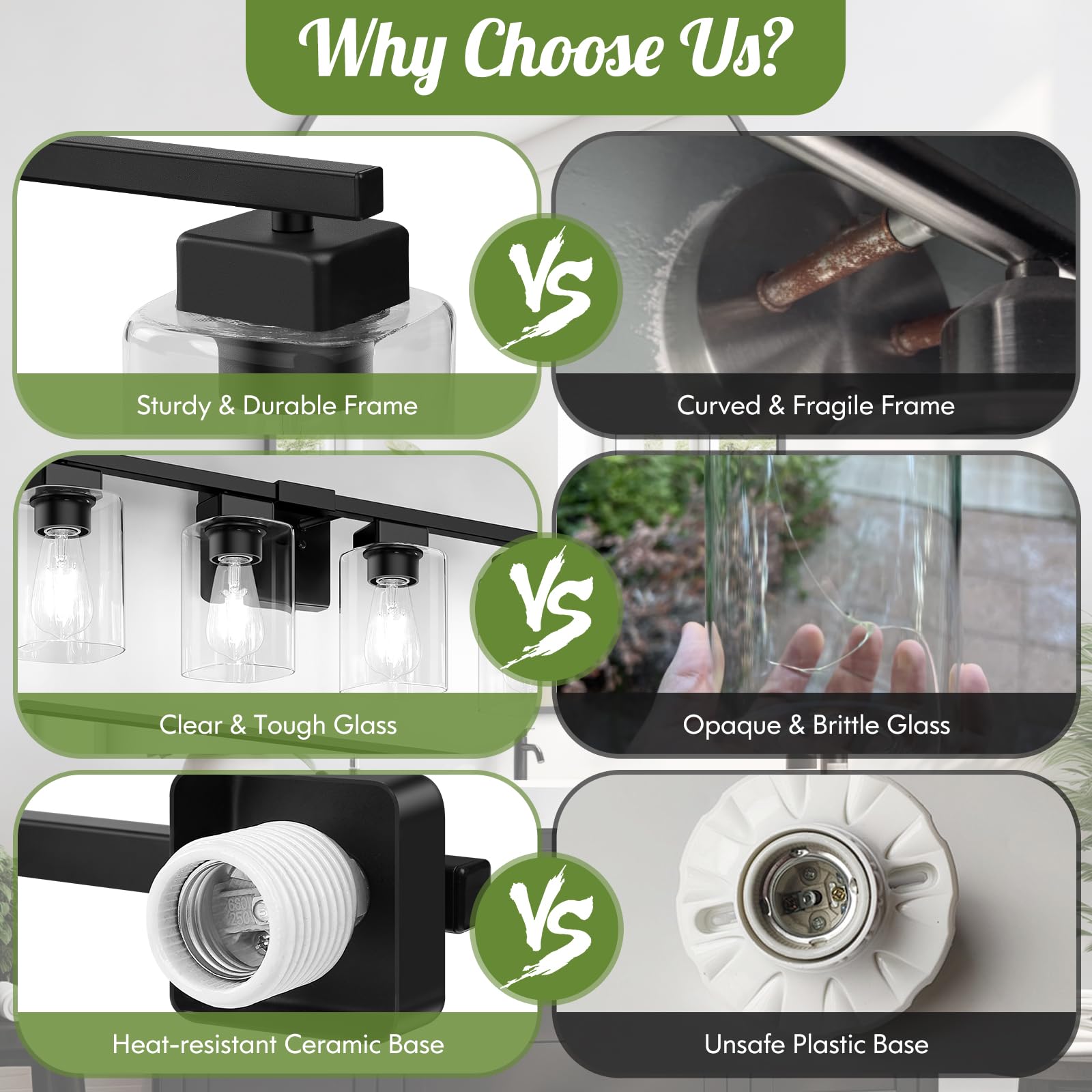 Beslowe 4-Light Bathroom Light Fixtures, Modern Black Bathroom Vanity Light, Bathroom Lighting Fixtures Over Mirror, Matte Black