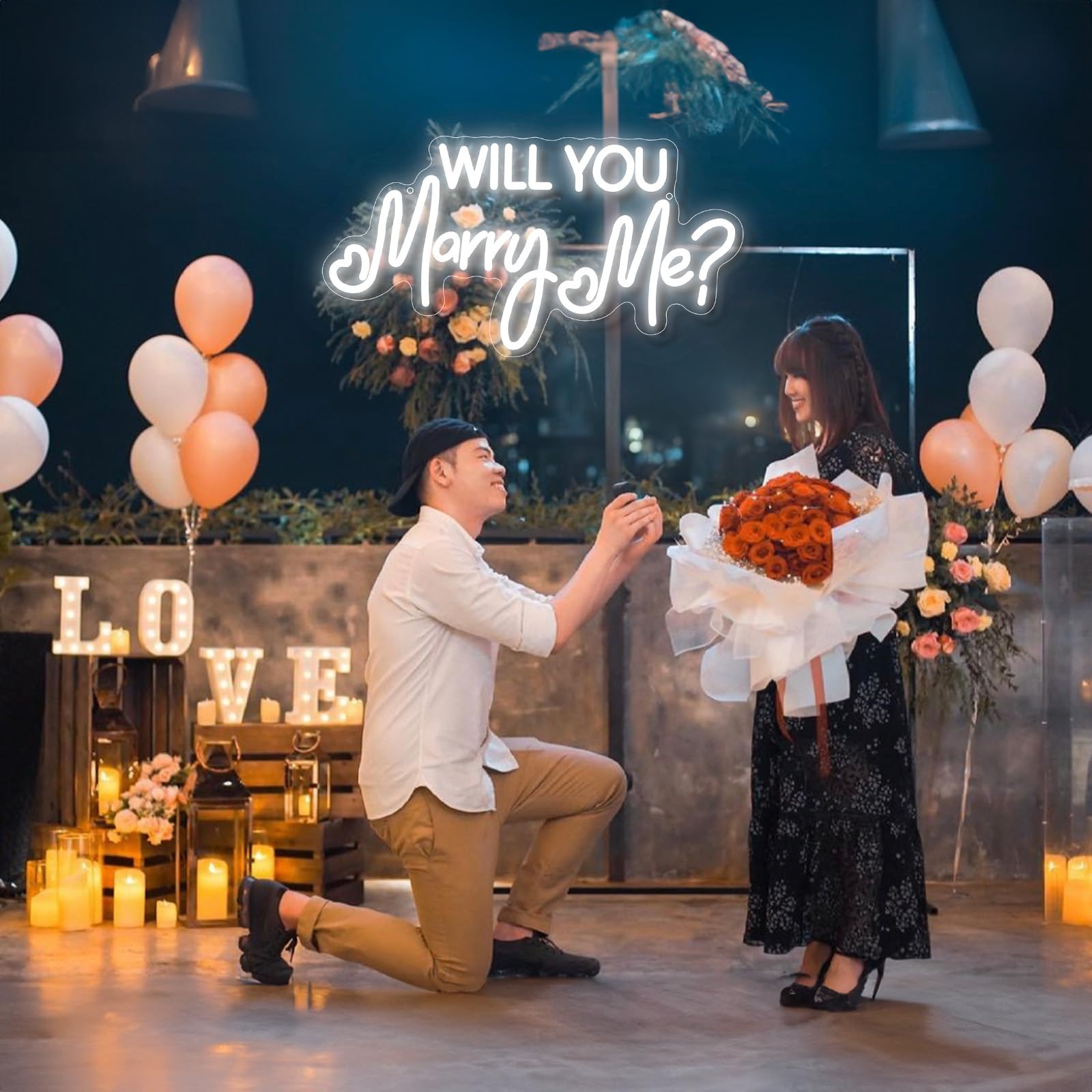 Lingqiang Neon Sign, Will You Marry Me LED Light, Cool White Acrylic Decor for Wedding Proposal, Engagement, Valentines Day
