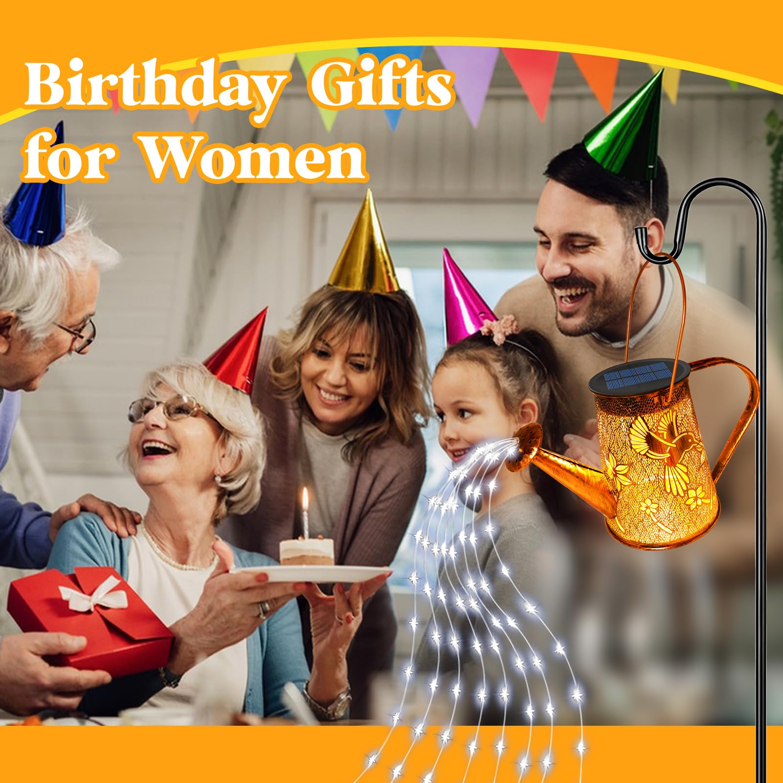 Solar Watering Can Lights, Hummingbird Christmas Gifts For Women Mom Grandma Birthday, Waterproof Outdoor Garden Decor Large Han