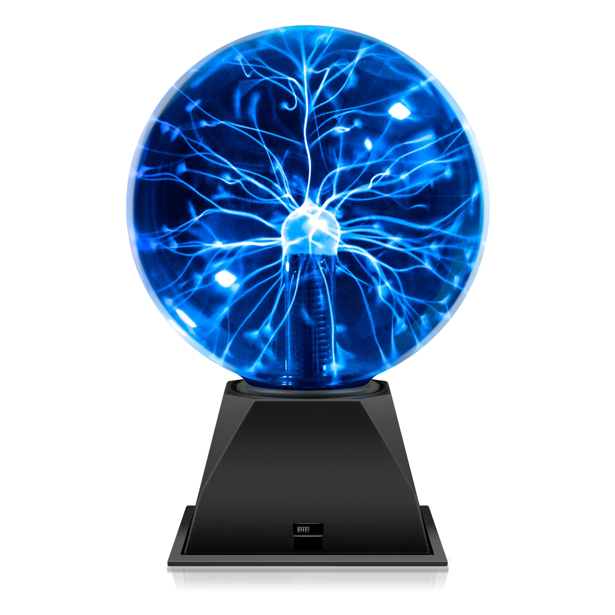 Flashmen Plasma Ball Lamp 6 Inch Science Toy Touch & Sound Sensitive Plasma Globe Extra Large Lightning Ball For Kid Teen Bedroom Decor Lamp Novelty Toy Present (Blue)