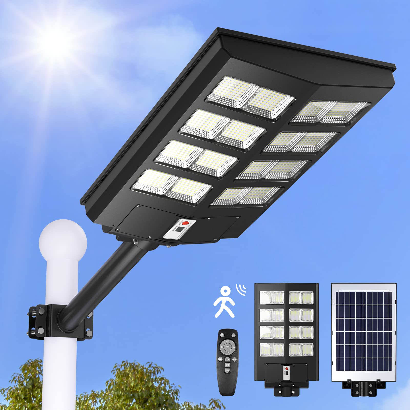 SZPOWER 1000w Solar Street Lights Outdoor, 100000LM Solar Lights for Outside, Waterproof IP66 for Outdoor Lighting, Driveway, Pa