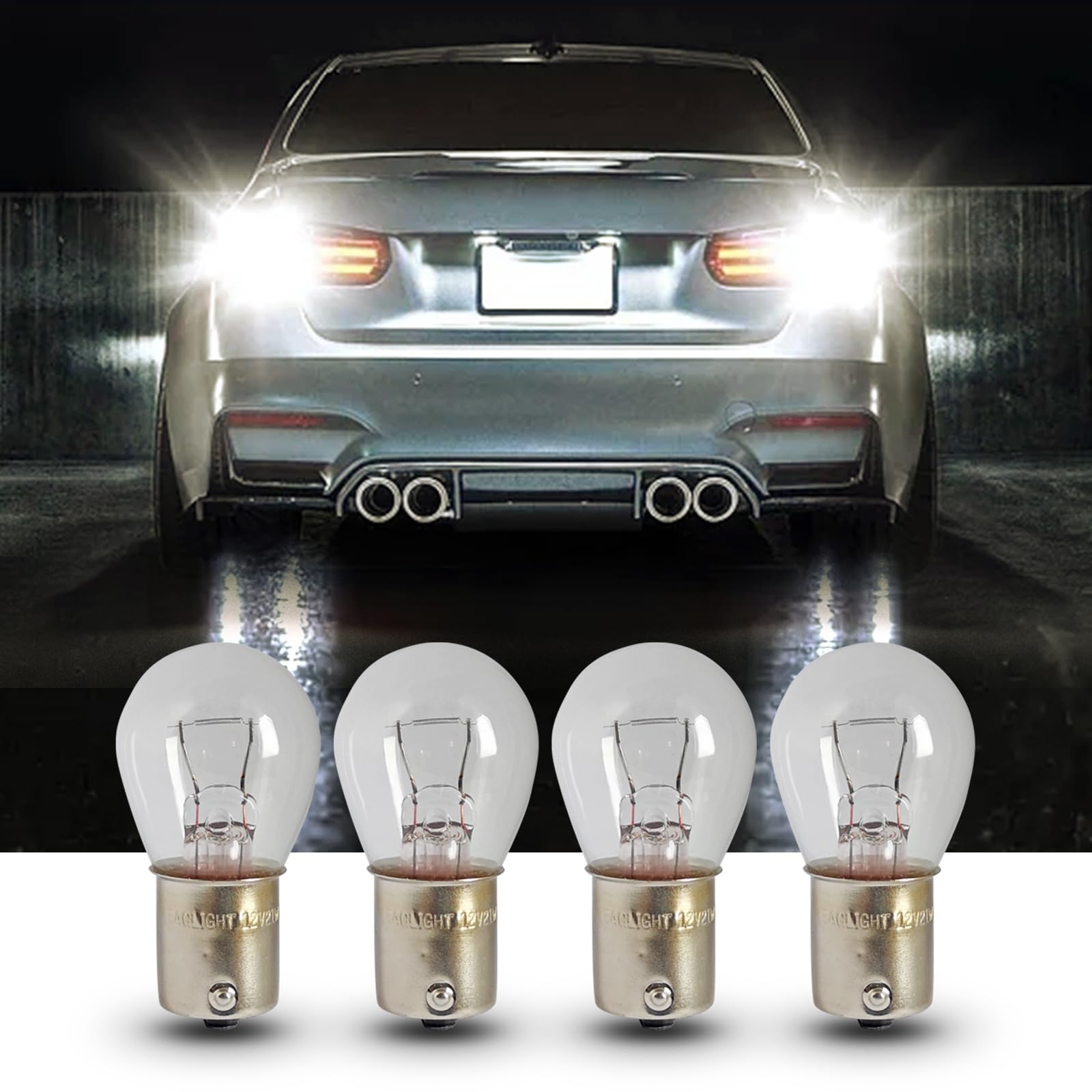 Tesnaao 10 PCS Car 1156 Turn Signal Light, 12V 21W Halogen Bulb Replacement, BA15S, Waterproof, White