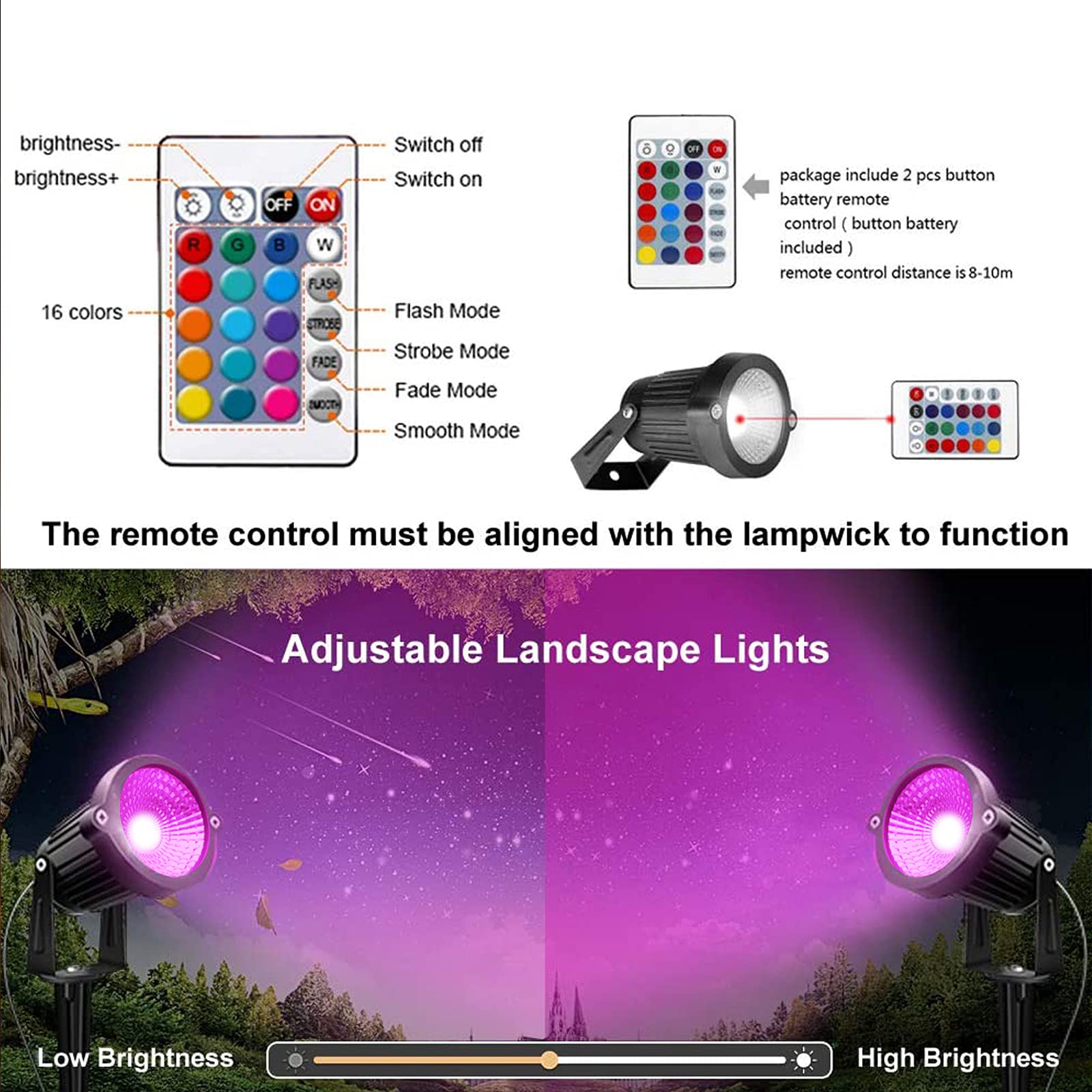 AHSELLUS RGB Low Voltage Landscape Lights 5W DC12V Waterproof Spotlight for Garden Pathway, Multi-Colored, Model f05f4d6c-e952