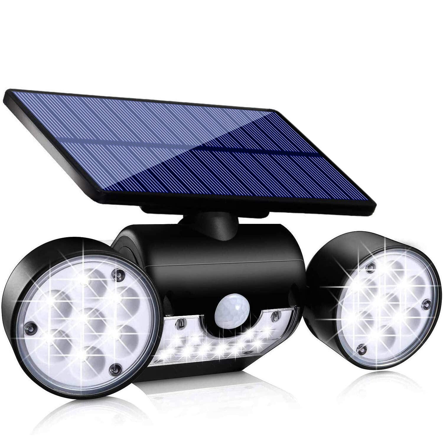Ollivage Solar Motion Sensor Lights, Waterproof Dual Head Spotlights, 360° Adjustable, 1 Pack, Acrylonitrile Butadiene Styrene