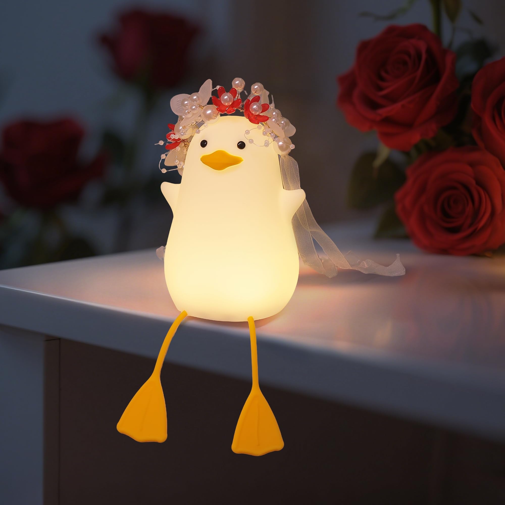 Bride Duck Night Light, Bridal Shower Gifts, Wedding Gifts For Bride/Groom With Timer & Dimmer & Rechargeable For Table Decor, E