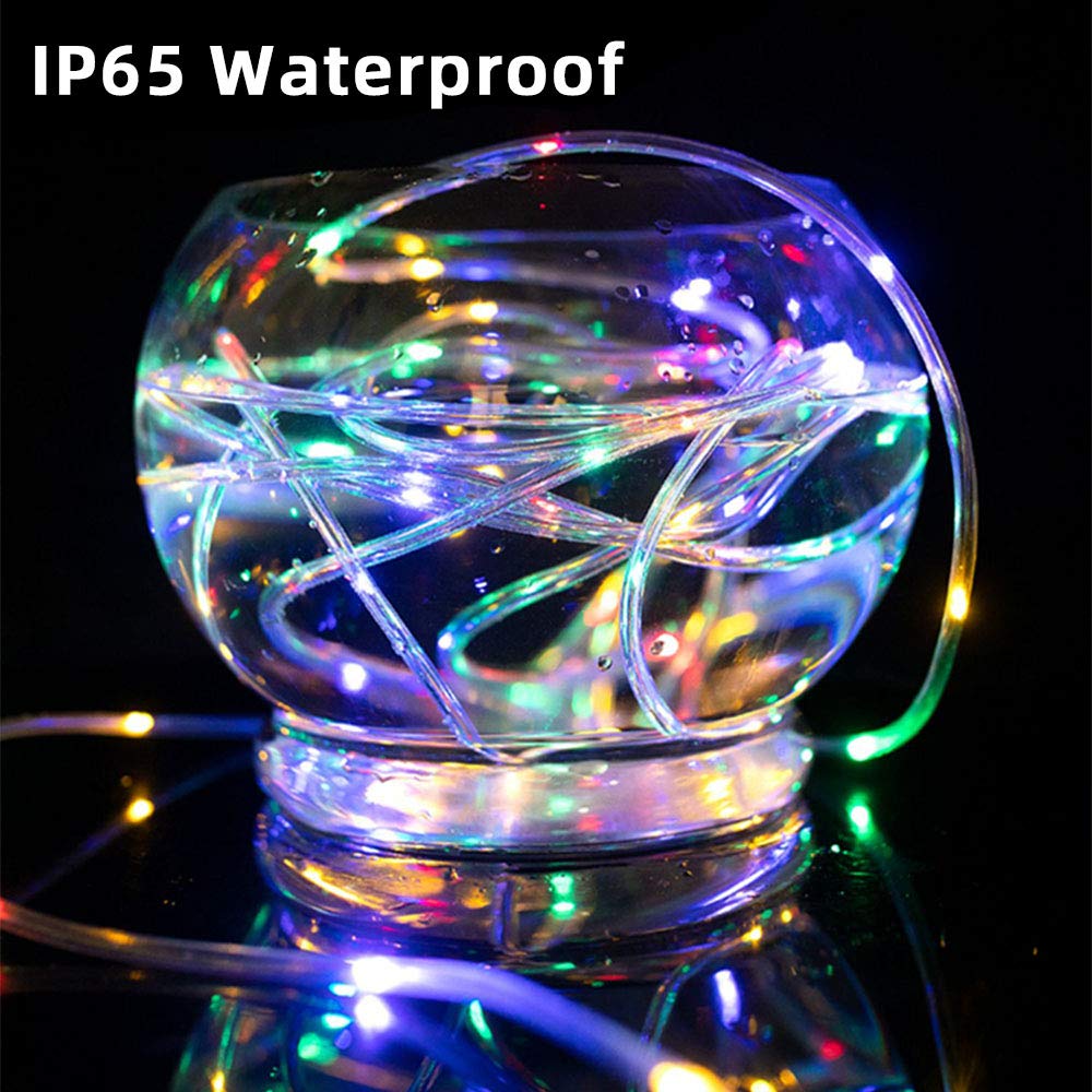 KUshopfast Solar Rope Lights, 66ft, 200 LED, 8 Modes, Waterproof, Multicolor, Model FTY0038, Outdoor Indoor Decoration