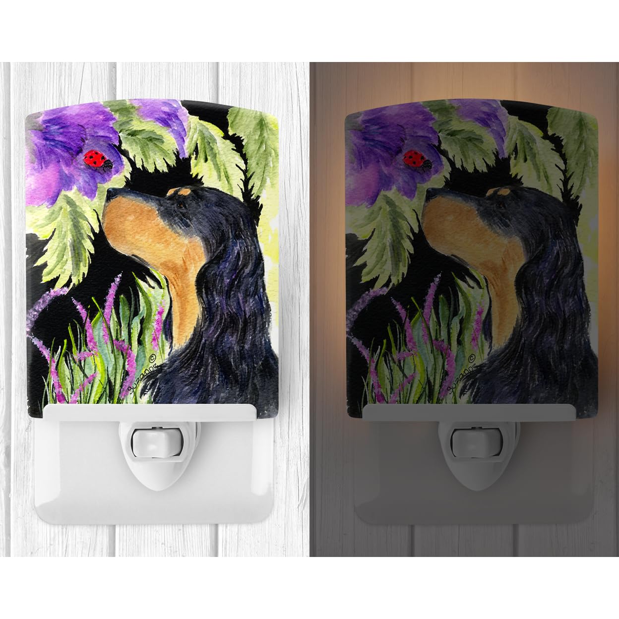 Caroline'S Treasures Ss8250Cnl Gordon Setter Ceramic Night Light Compact, Ul-Certified, Ideal For Bedroom, Bathroom, Nursery, Hallway, Kitchen, 6X4X3, Multicolor