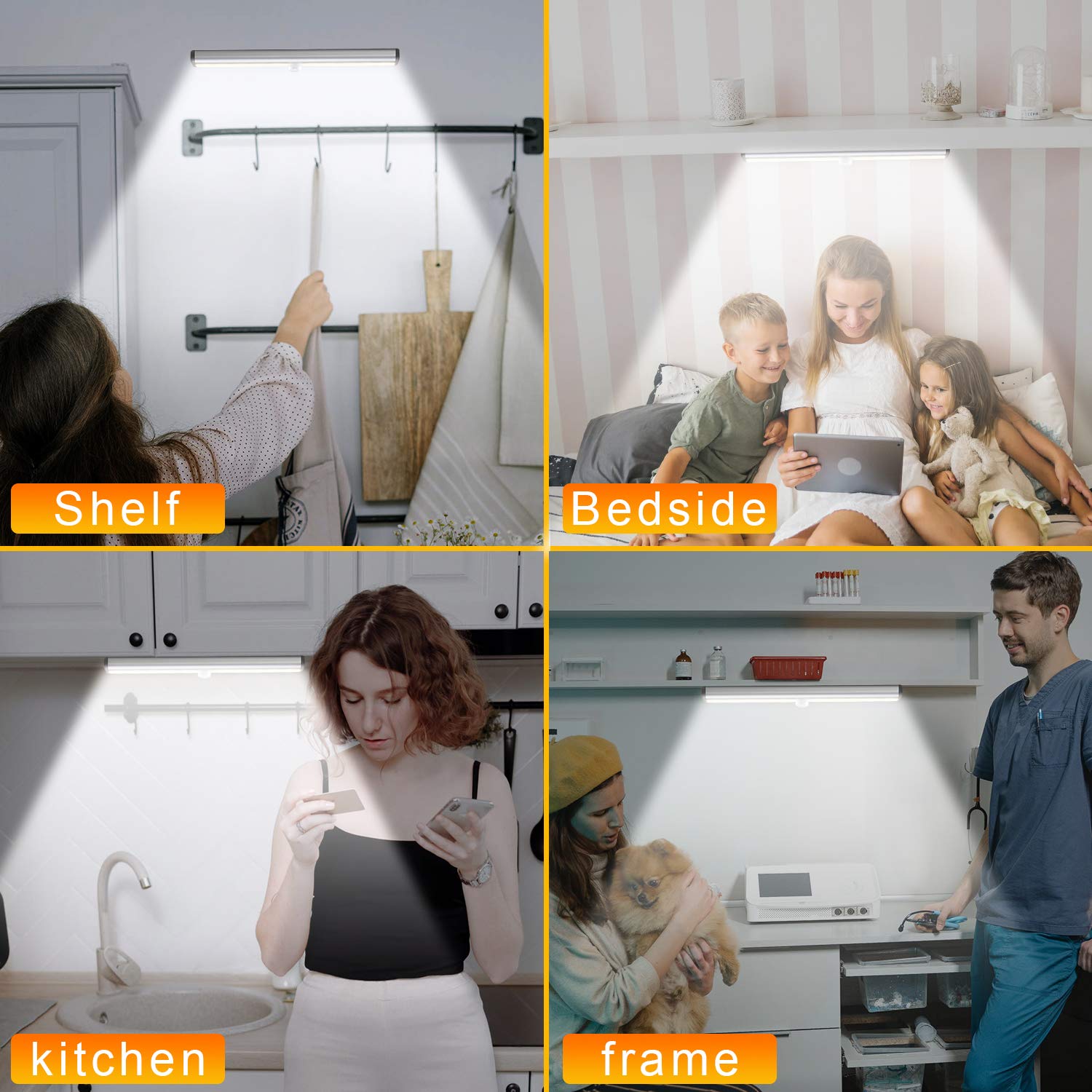 Diomart Led Closet Light 20-Led Rechargeable Remote Control Light Under Cabinet Lighting Wireless Stick-Anywhere Night Light Bar