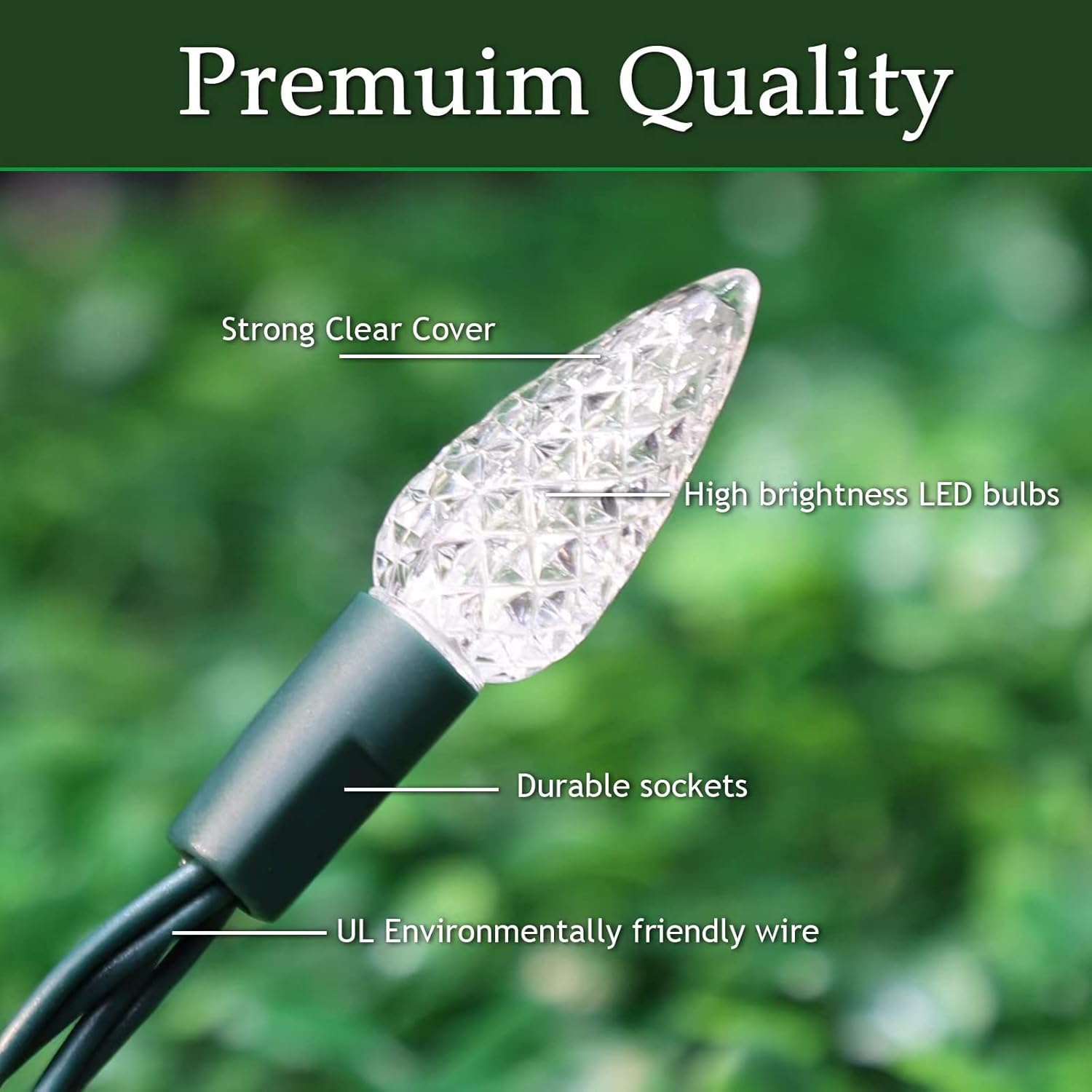 LAMPHOME C6 Battery Operated Christmas Lights, 50 LED, 17FT, 8 Modes, Waterproof, White, 2 Pack