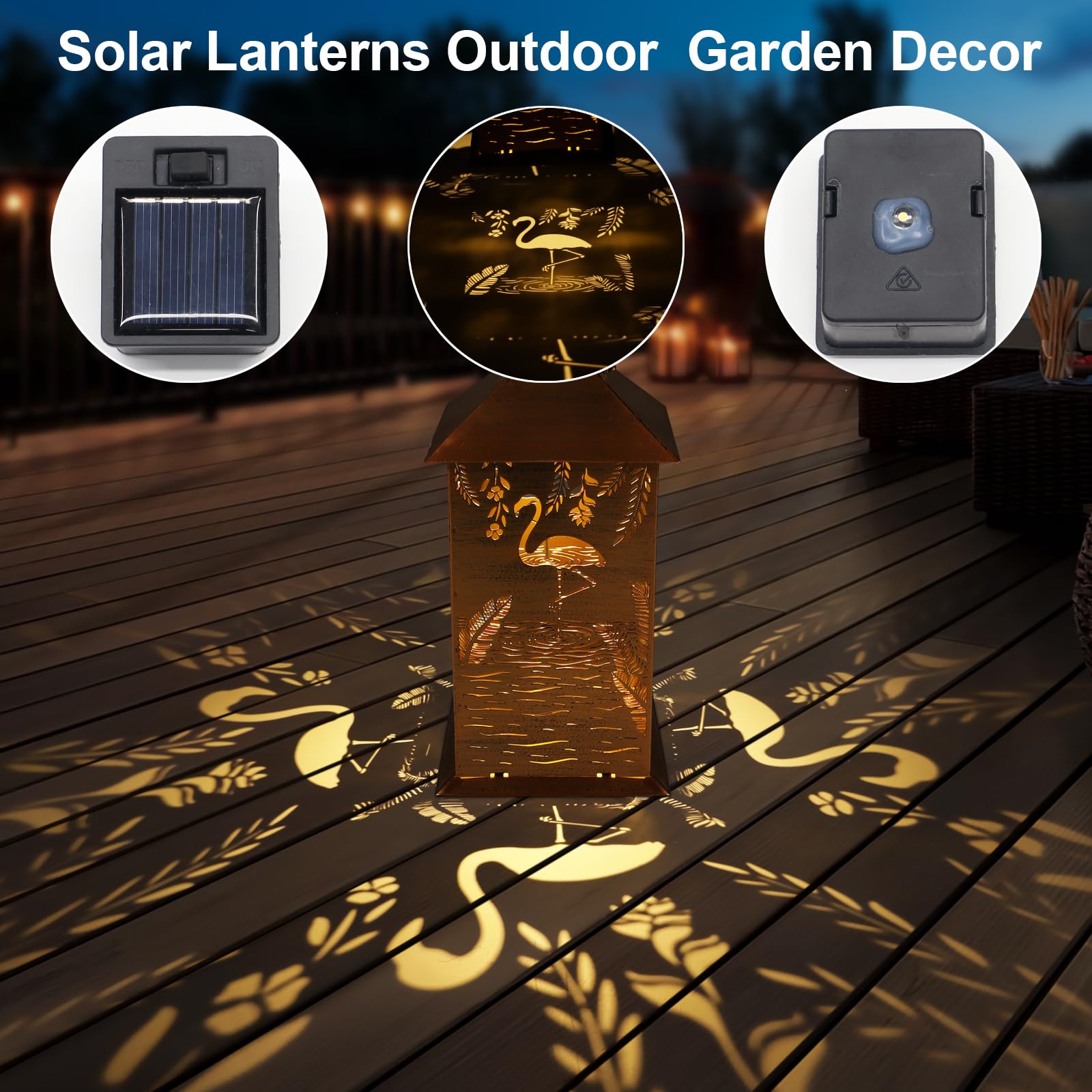 Flamingos Solar Lantern Outdoor Waterproof Hanging Christmas Lights Flamingos Garden Decor Birthdays Gifts For Women Mom Grandma