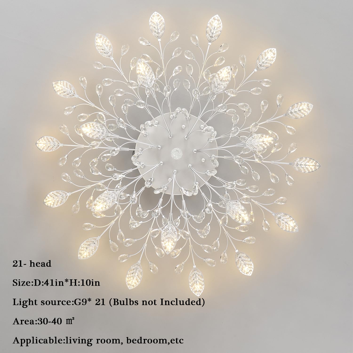 Modern Crystal Ceiling Light Fixture,Semi Flush Mount Chandeliers,Crystal Leaf Ceiling Light,Silvery Chandeliers For Dining Room