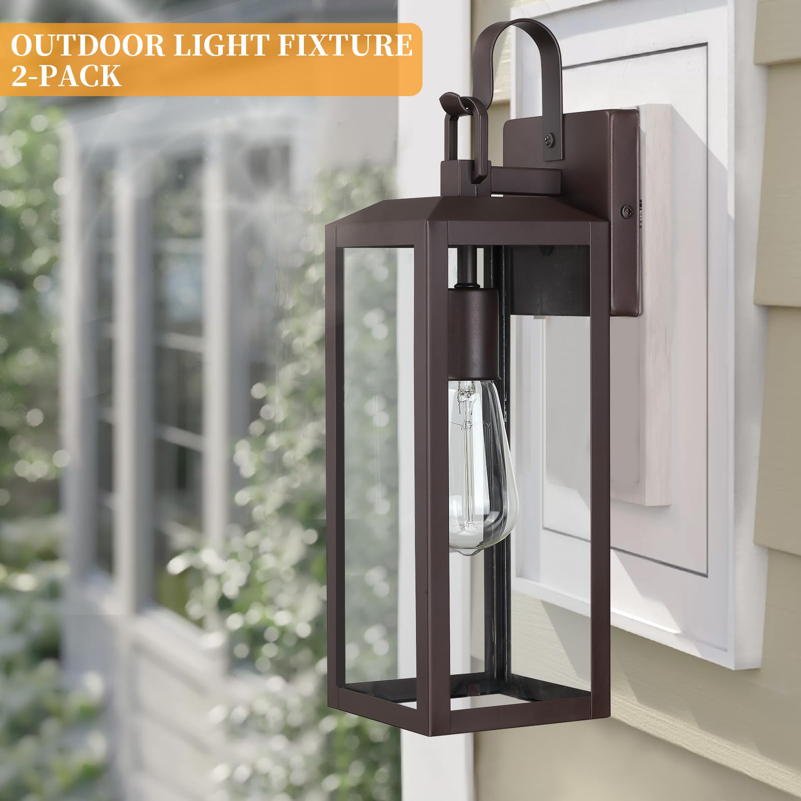 16'' Large Outdoor Wall Lights 2-Packs, Modern Brown Exterior Lighting Fixtures, Waterproof Outdoor Sconces Porch Light For Hous
