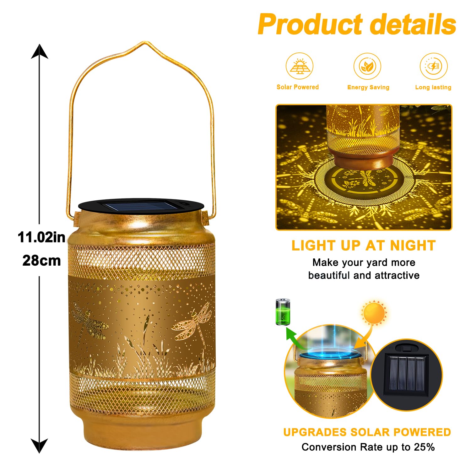 Dragonfly Solar Lanterns Outdoor Waterproof,Hanging Solar Lights Dragonfly Garden Decor, Dragonfly Decorative Lanterns for Yard