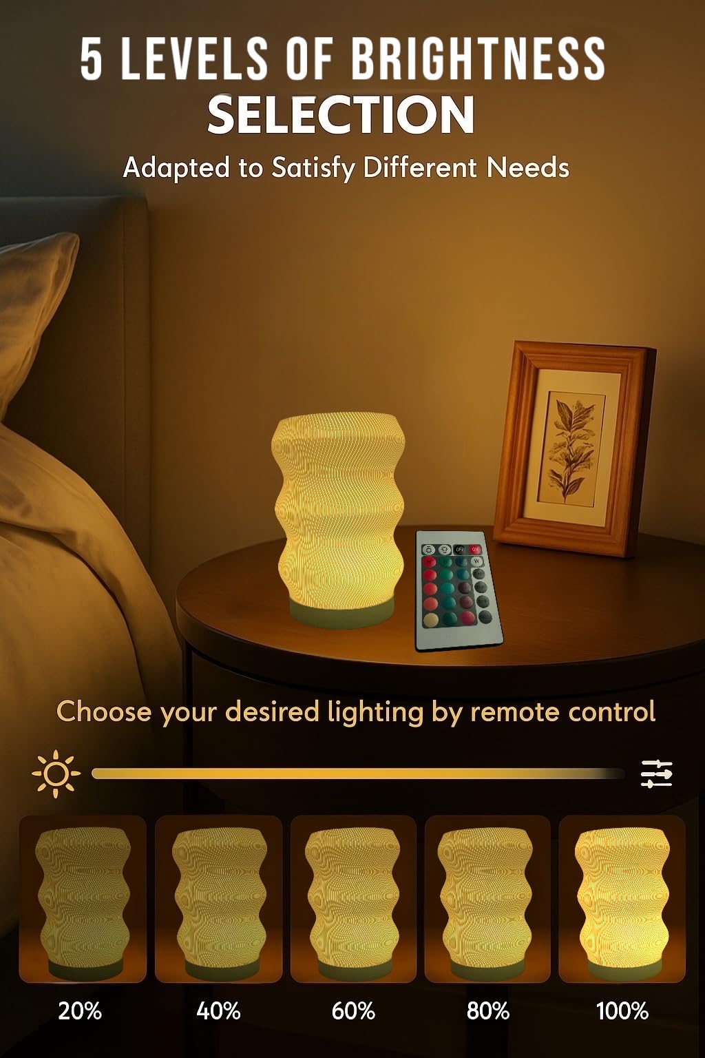 Delta Loom Wave Table Lamp - Modern LED Light - Mini Size - White Plastic - Ideal for Bedroom, Desk, Nightstand, or Office Decor