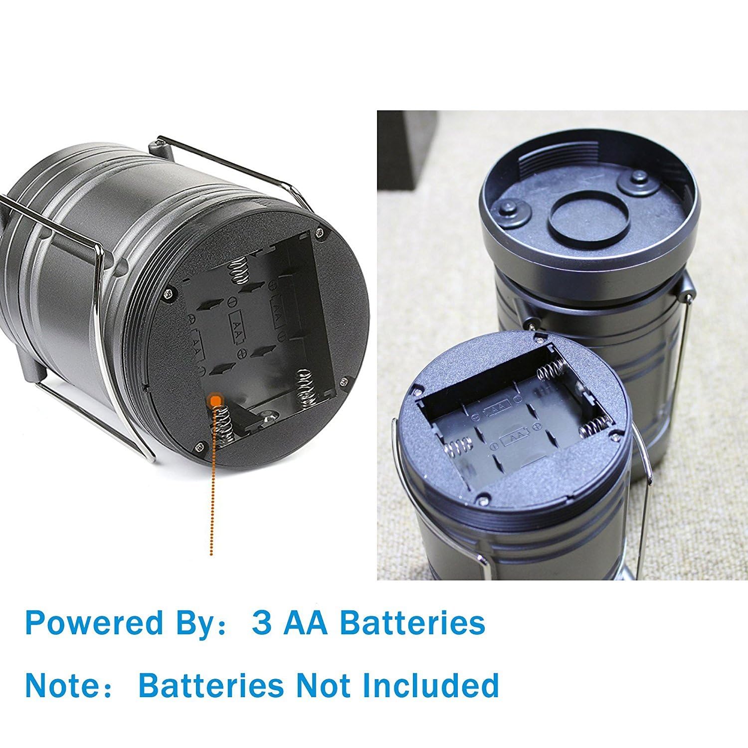 Ploarnovo 2 Pack LED Camping Lanterns - Battery Powered, Gray, Model Ploarnovo-MPN-7-13 - Ideal for Emergencies and Power Outages