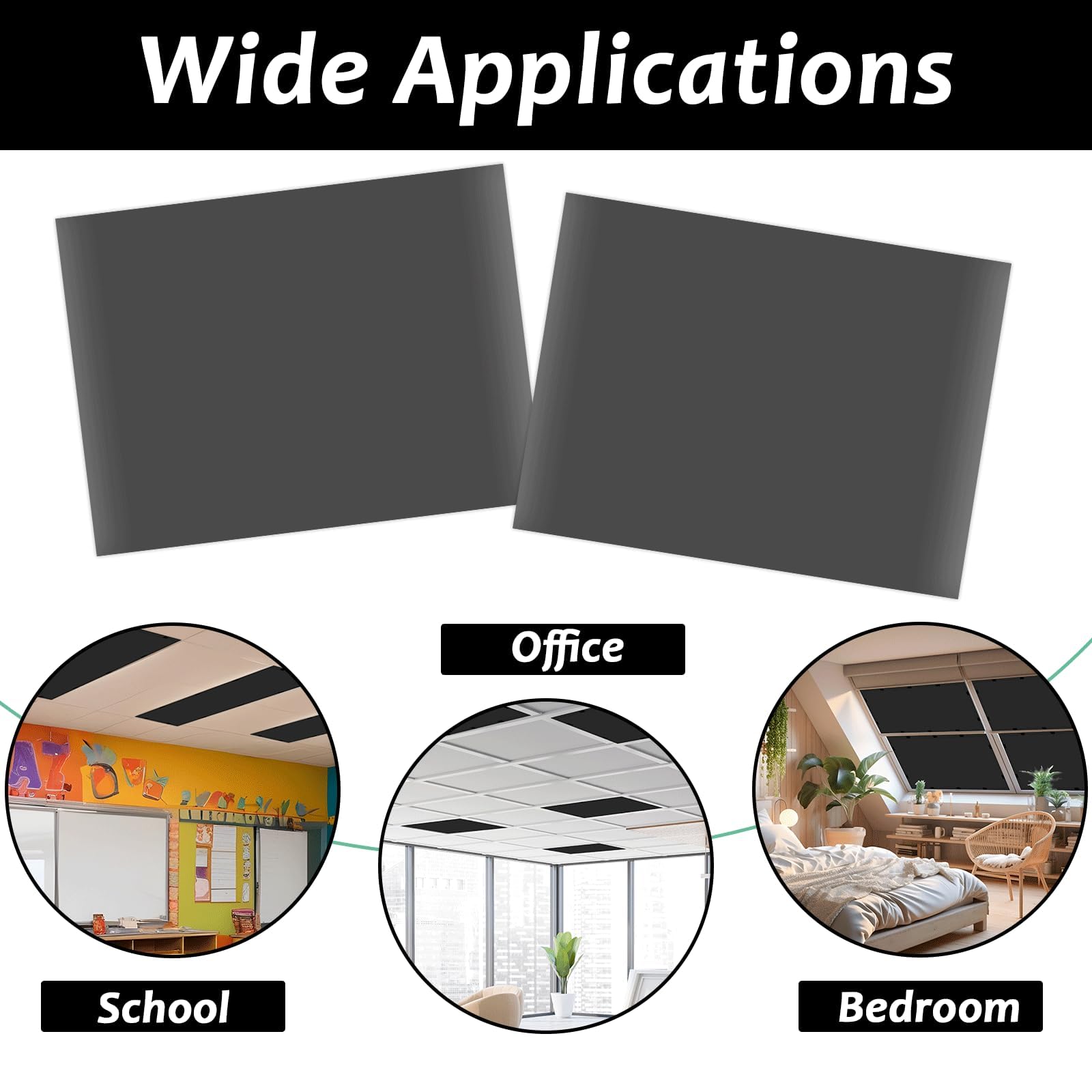 Wiooffen 8 Pcs Fluorescent Light Covers With 80 Magnets Decorative For Classroom Ceiling Light 4X2 Feet Magnetic Filter Easy Install For Office Hospitals & Home Drop Ceiling Supplies(Black)