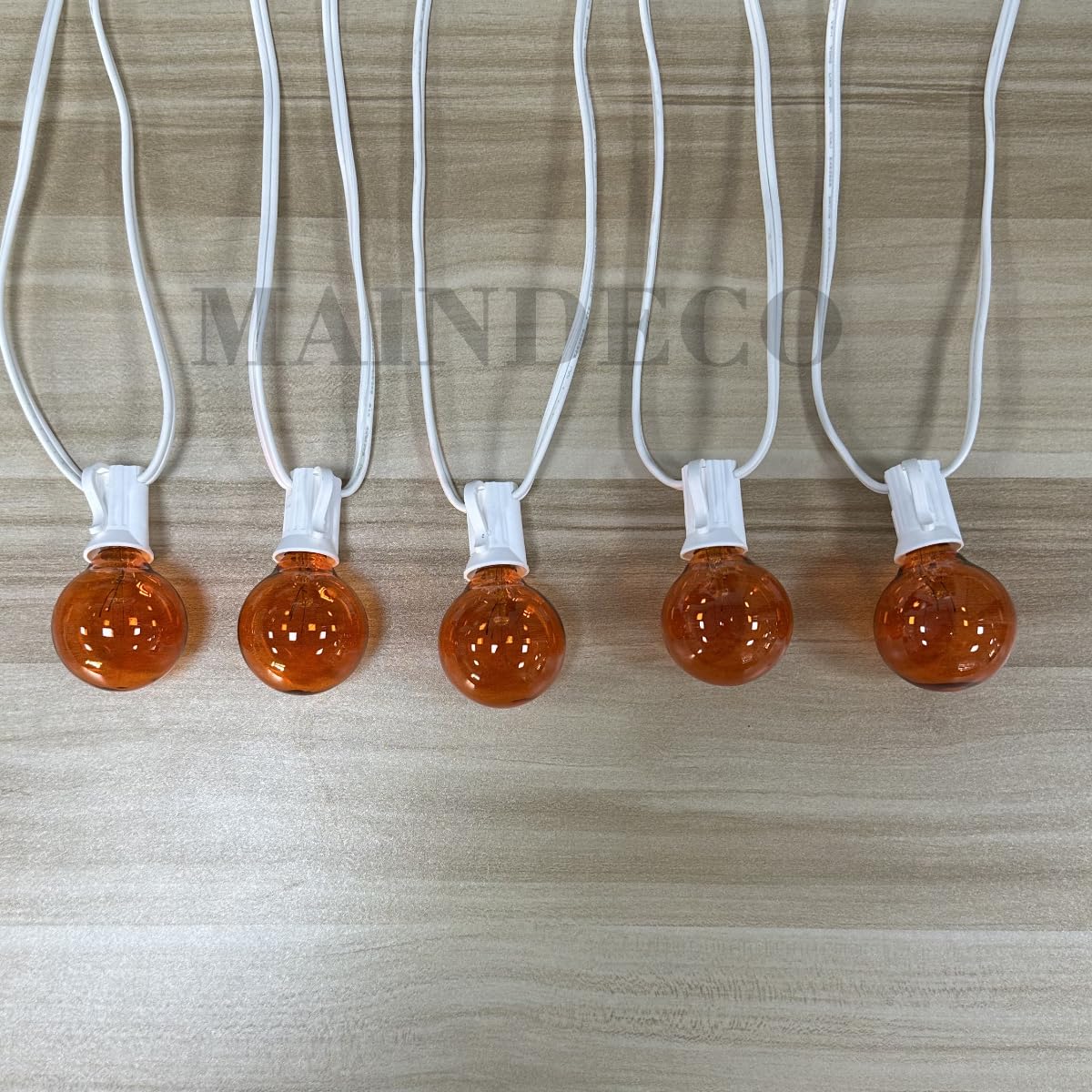 MAINDECO G50 Replacement Bulbs 25 Pack, 120V 7W Incandescent, E12 Base, Orange Glass for Indoor/Outdoor String Lights
