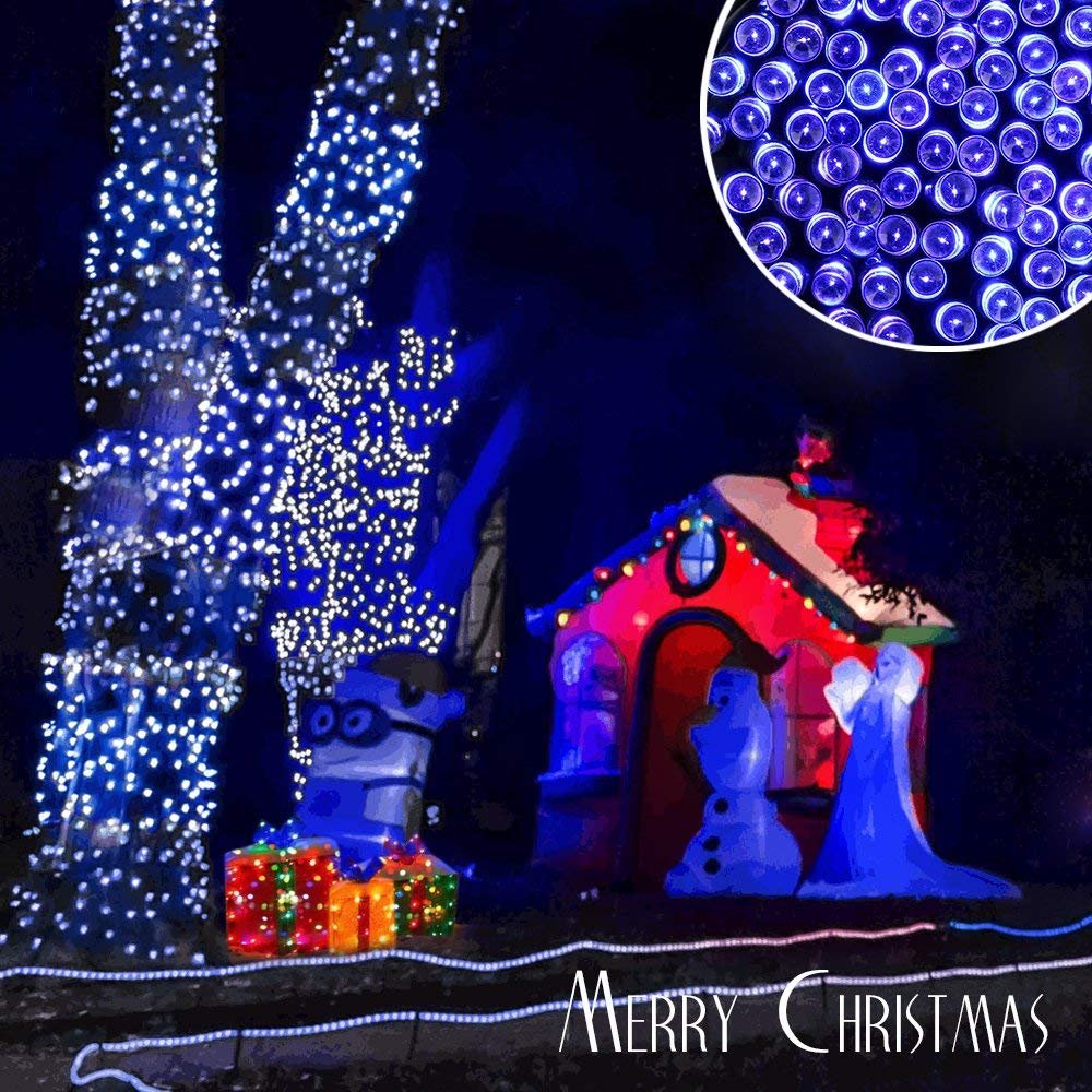 Joomer Solar Christmas Lights, 2 Pack 144 FT 400 LED, 8 Modes, Waterproof, Blue, Model LEDG01