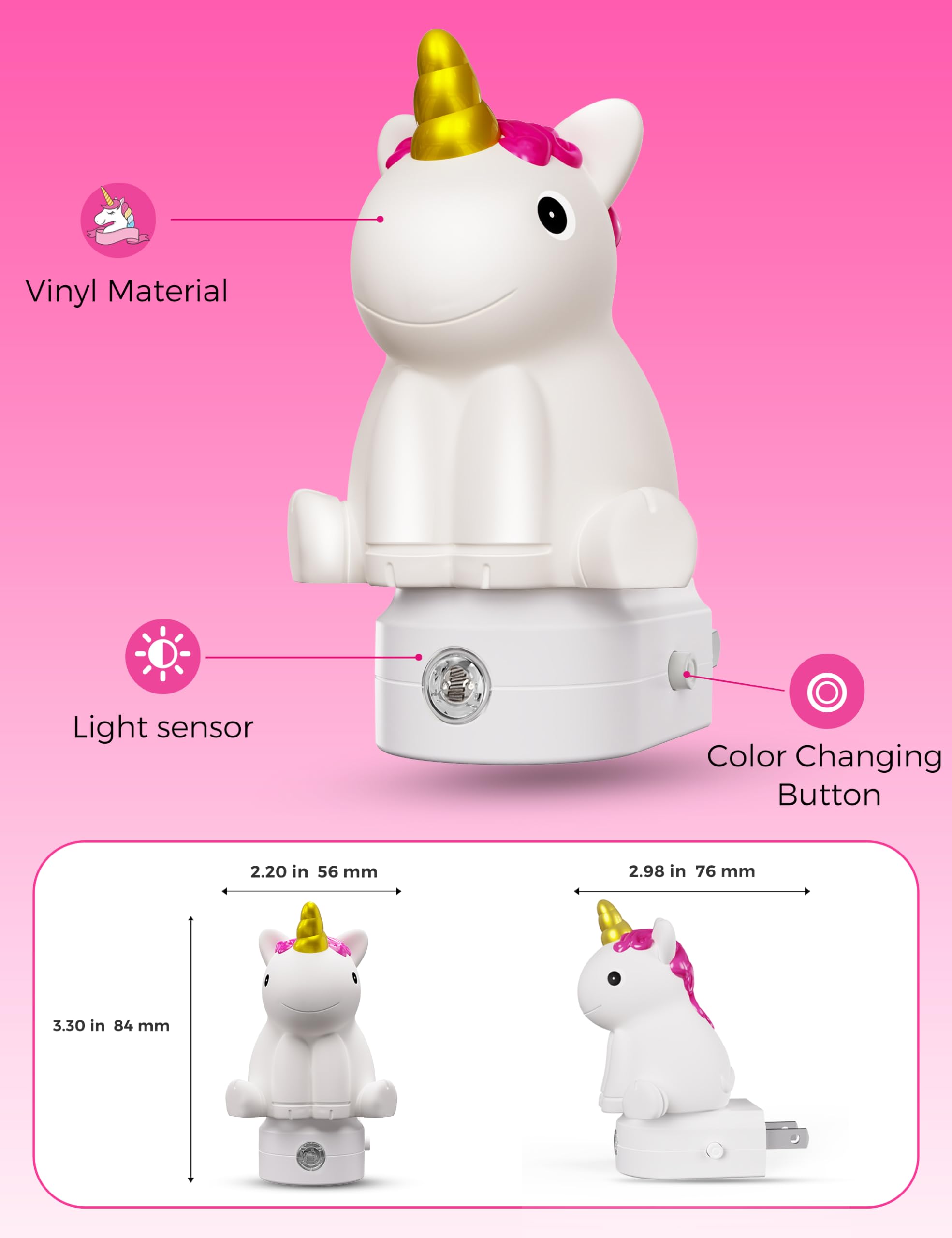 L Lohas Led Plug-In Night Light For Kids  Cute Color Changing Led Night Light With Dusk To Dawn Sensor  Christmas  Birthday Gift Nightlight For Girls & Kids  Room Decor