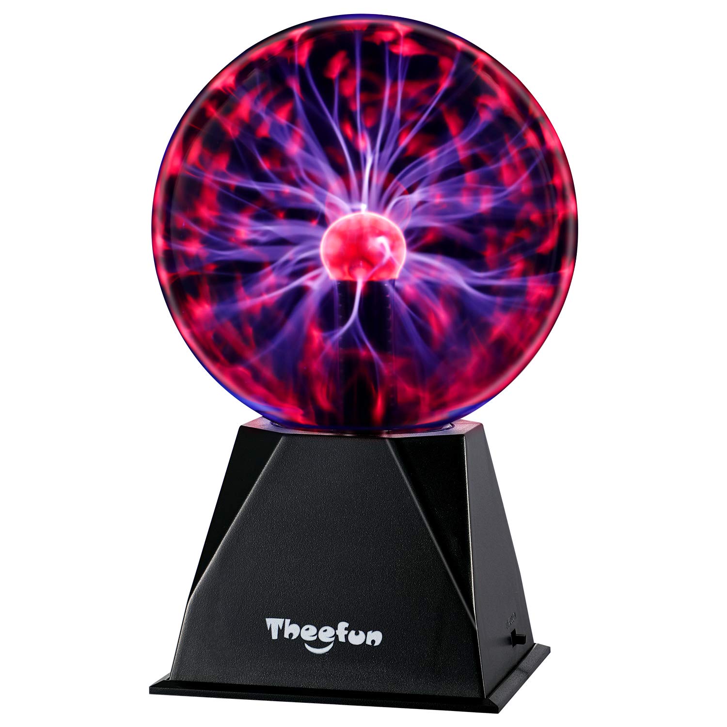 Theefun Plasma Ball Lamp - 6 Inch Touch & Sound Sensitive Plasma Globe - Red - NX-PS