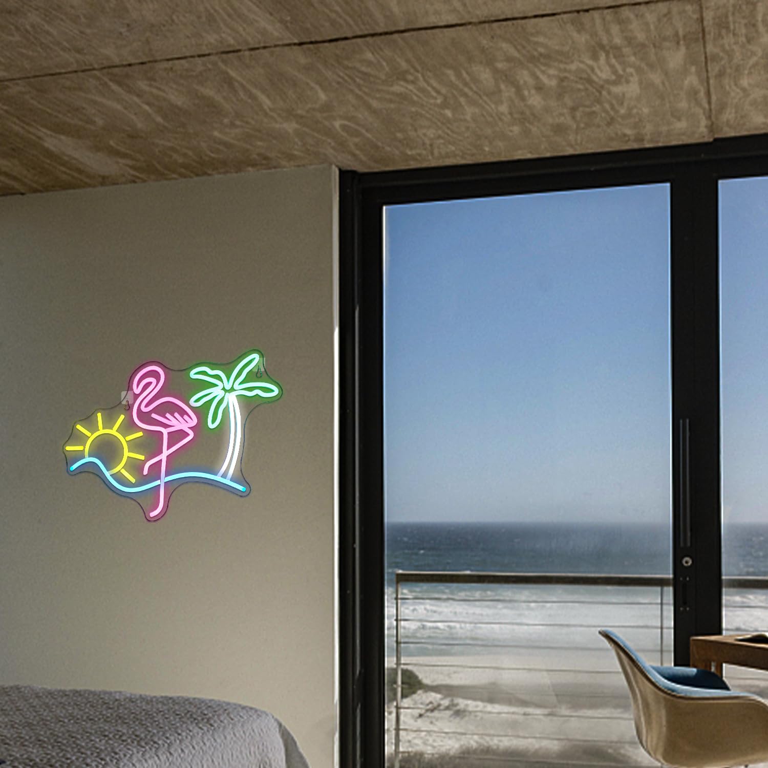 JURONG Flamingo Neon Light Sign, Dimmable LED Wall Decor, USB Powered, Colorful Acrylic for Home, Bar, Restaurant, Party