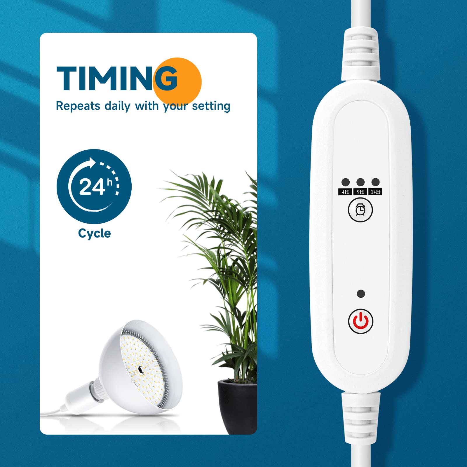 Barrina Led Grow Light Bulb With Timing And Hanging System, 25W Full Spectrum, 4H/9H/14H Timer, Hanging Grow Lights For Indoor Plants With 16.4Ft Power Cord, Plug In Pendant Light For Plants