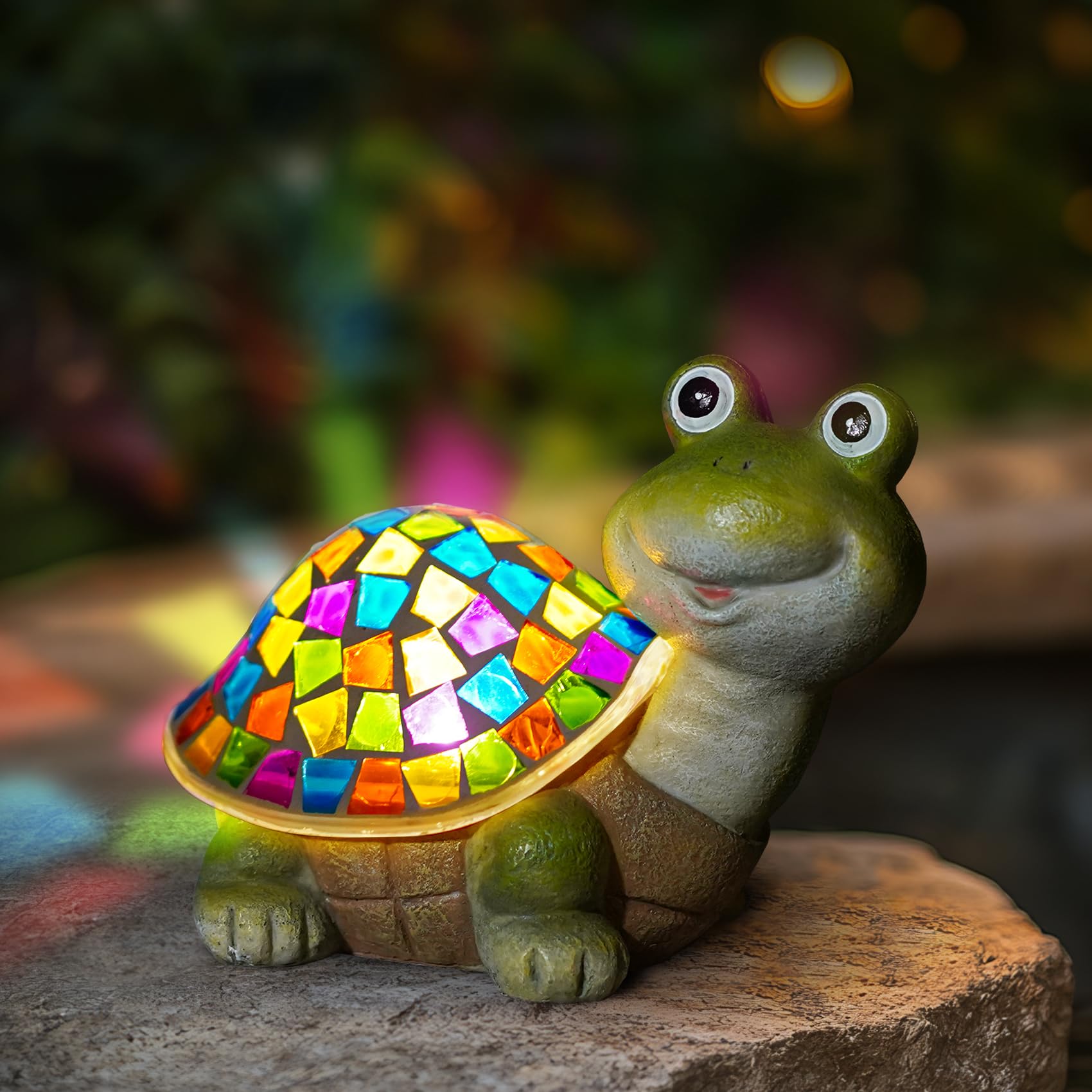 MININOVA Solar Mosaic Turtle Statues Outdoor Garden Decorations with Waterproof Mosaic Light Yard Lawn Porch Patio Home Ornament