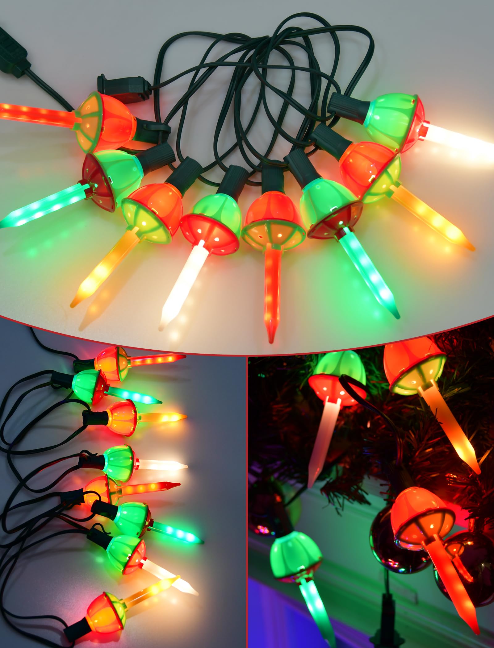SUNSGNE Colorful Christmas Bubble Lights, 8.5Ft LED Multicolor Indoor Decor, Vintage Plastic Bulbs, Model LR-I/O-C-8-0.6-L1