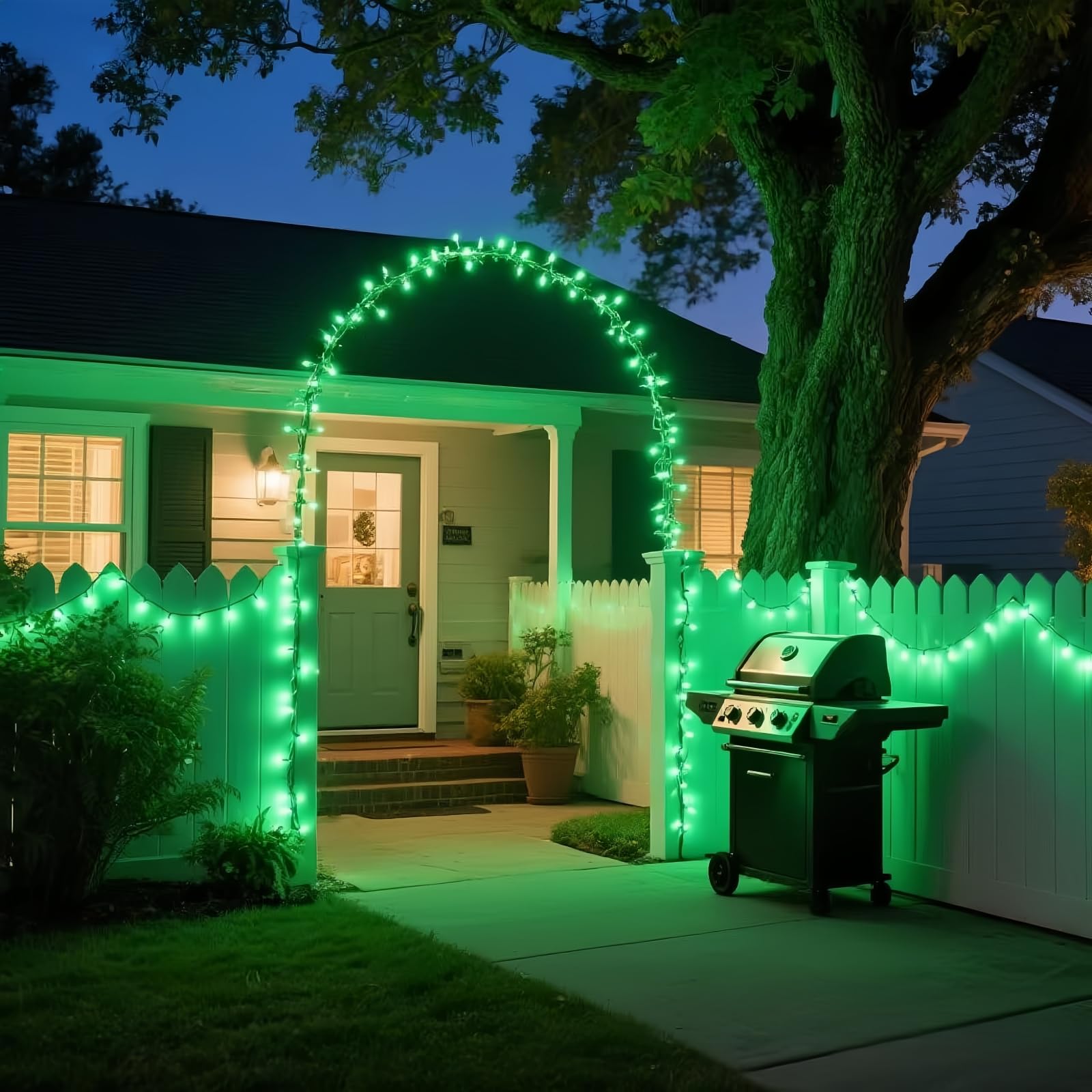 Jinbest 100 Led Green Christmas Lights, Ul Certified And Commercial Decorative Lighting String 35 Ft Green Wire, For Indoor Outd