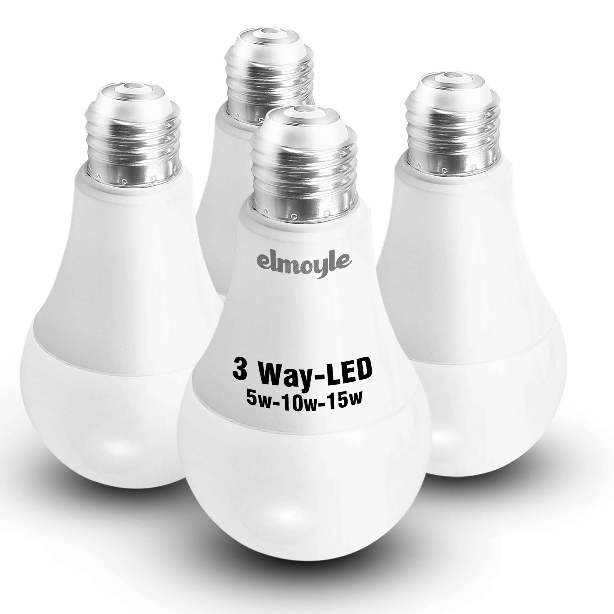 3 Way LED Light Bulbs 30 70 100W Equivalent, Daylight White 5000K 3 Way Light Bulbs, 5/10/15W Three Way Light Bulb, A21 E26 Medi