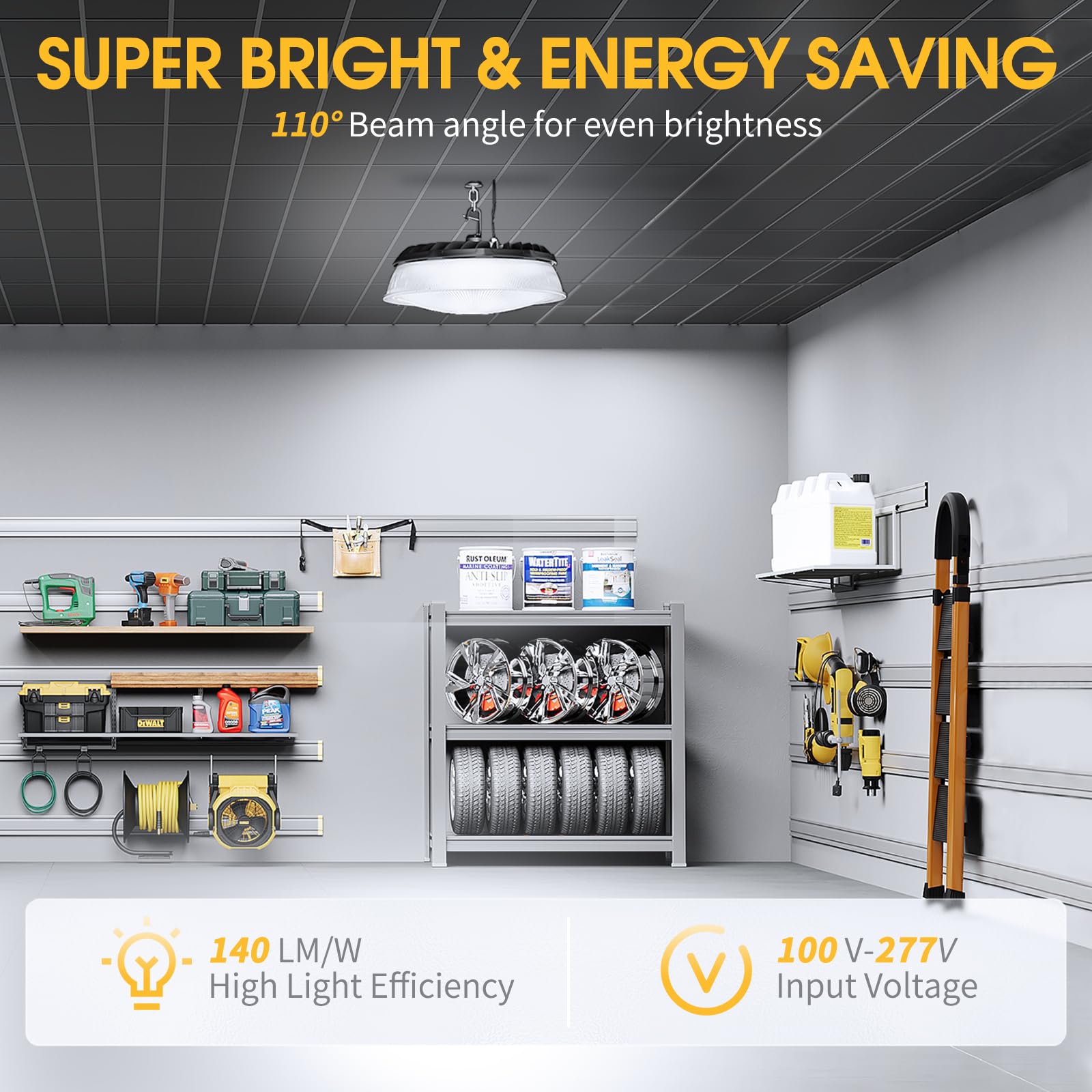 Elaruslux 200W 4 Pack Ufo Led High Bay Light With Diffuser 28,000Lm 5000K Led High Bay Lights Ac110-277V 5' Cable With Plug Wate