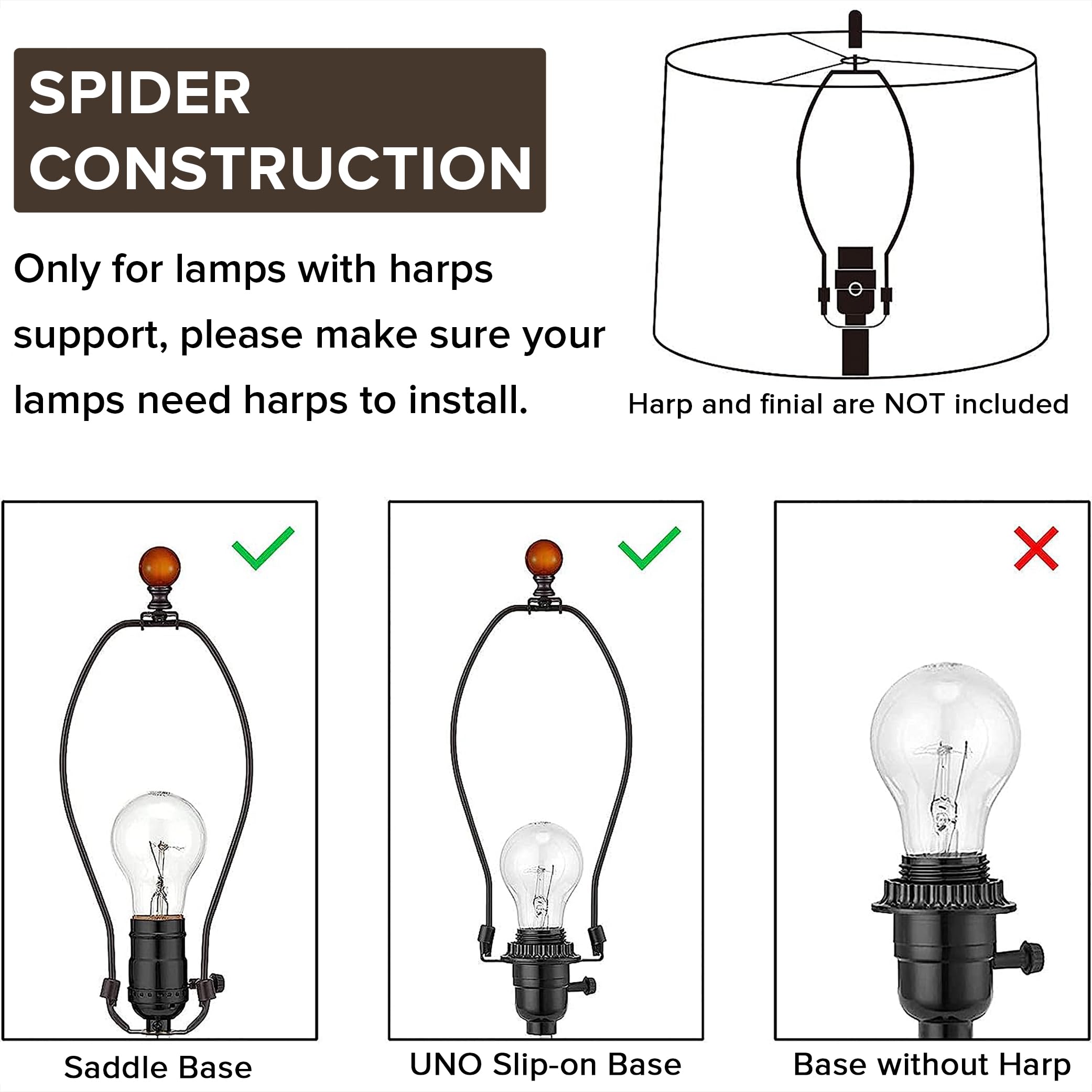 White - Ivory Bell Lamp Shades Set Of 2 Medium Lamp Shade 6.7Top X 13Bottom X 10High(Spider) Traditional Lampshade For Tab