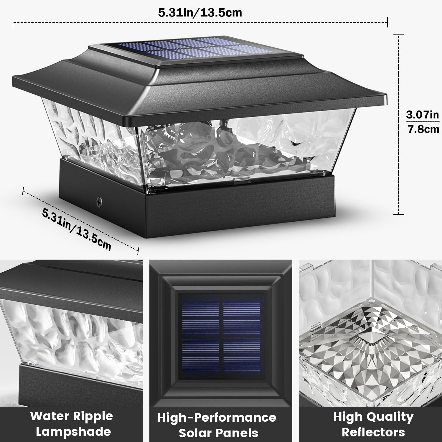 Siedinlar Solar Post Lights Outdoor 12 Leds 4 Modes Post Cap Light For 4X4 5X5 6X6 Vinyl Wooden Deck Fence Posts Patio Garden De