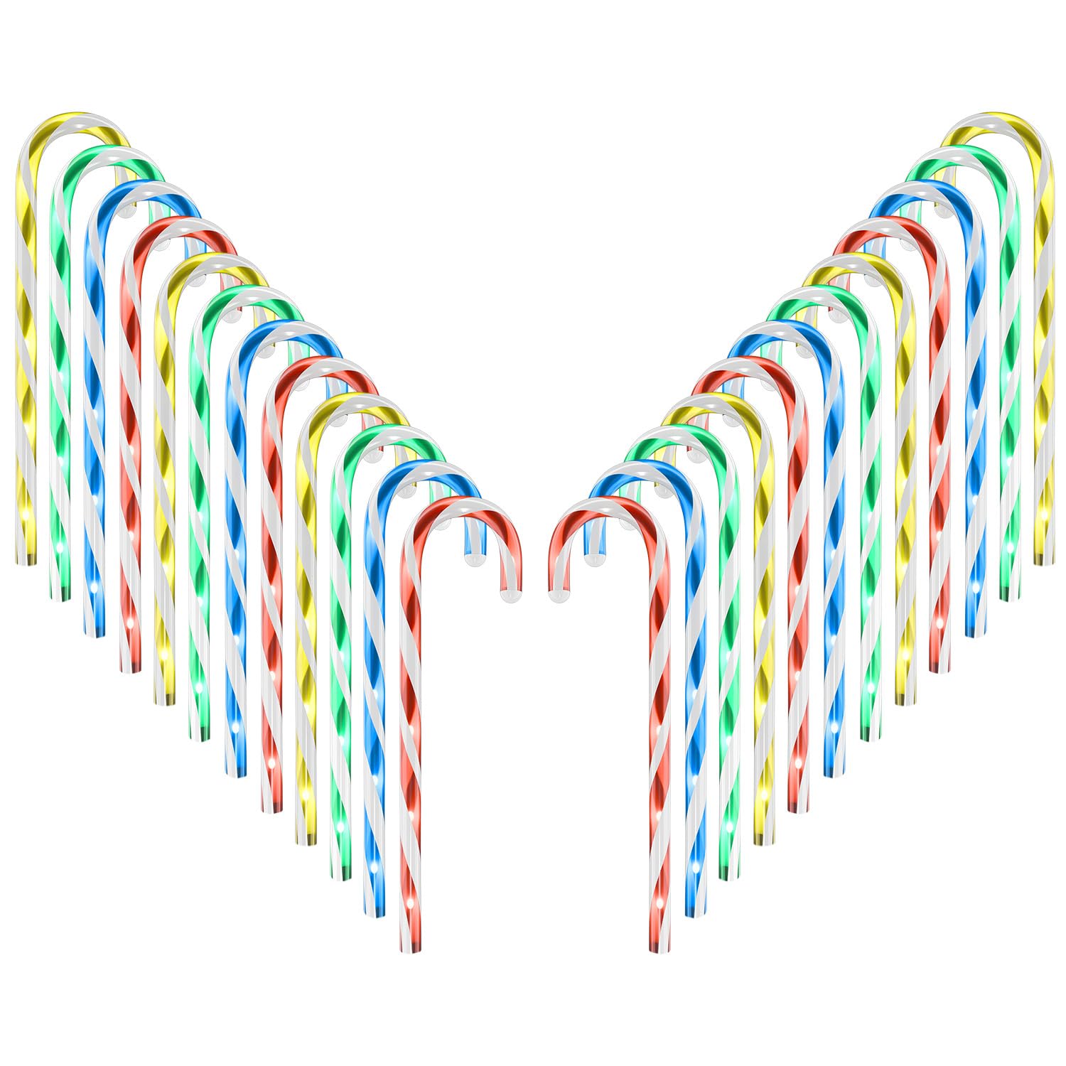 Anordsem Solar Christmas Decorations Outdoor: 21 Candy Cane Stake Lights 24 Pack - Waterproof Led 8 Colorful Lighting Models For Yard Pathway Xmas Tree Decor - 2026 New Year Gifts For Homeowners