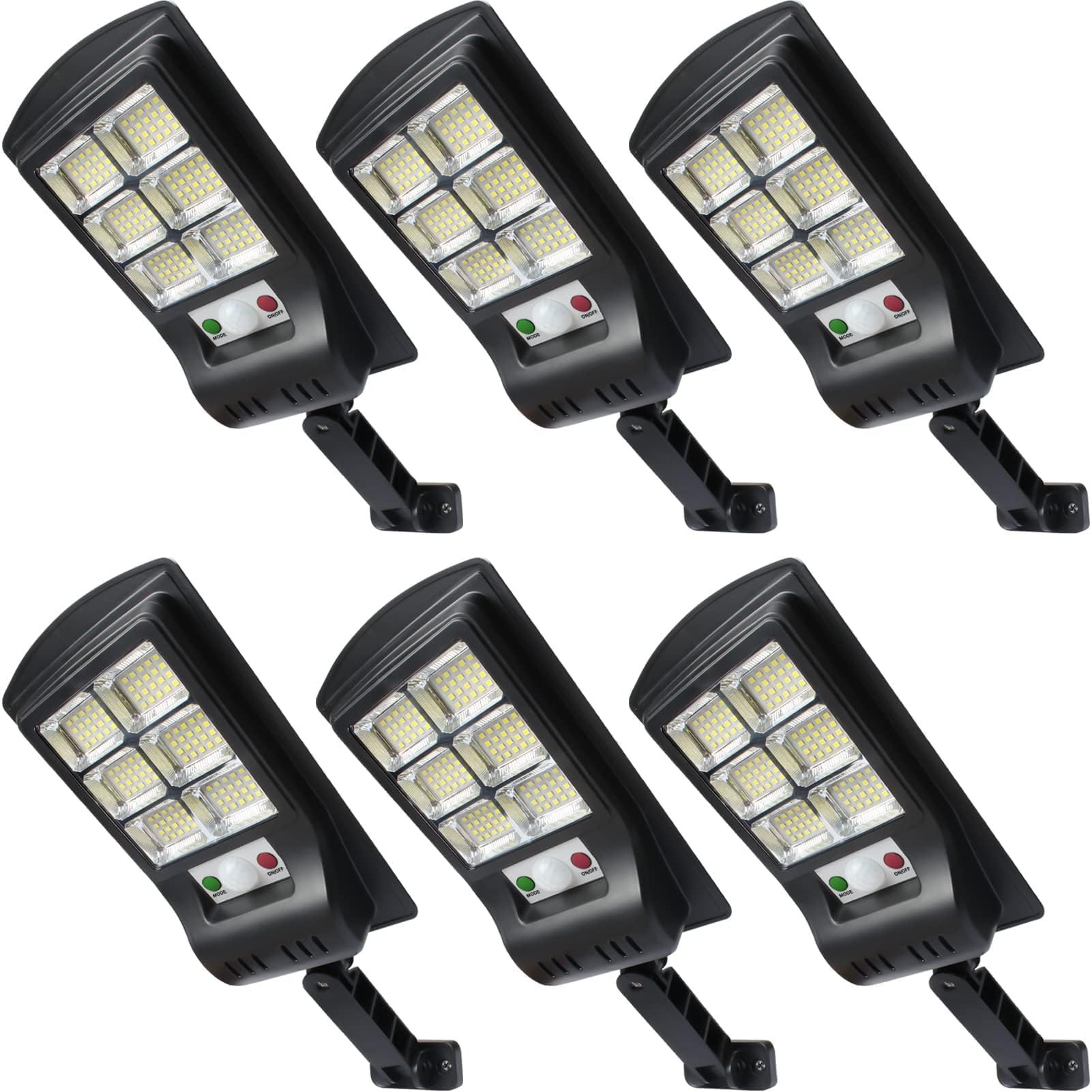 Duewot Solar Lights Outdoor, 6 Pack, 1000 Lumens, Motion Sensor, Waterproof, Black, Model: Solar Lights Outdoor, Size: 120-6P