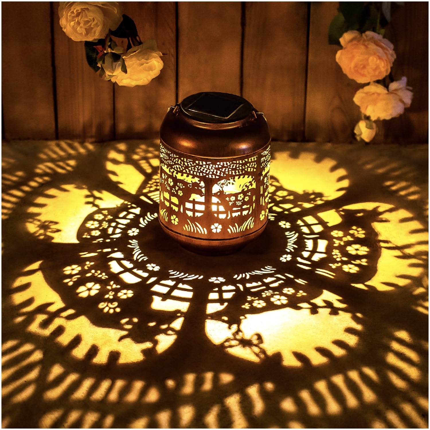 Cow Solar Lanterns Outdoor Waterproof Hanging Solar Lights Cow Gifts for Women Men Mom Metal Decorative LED Outdoor Lanterns for