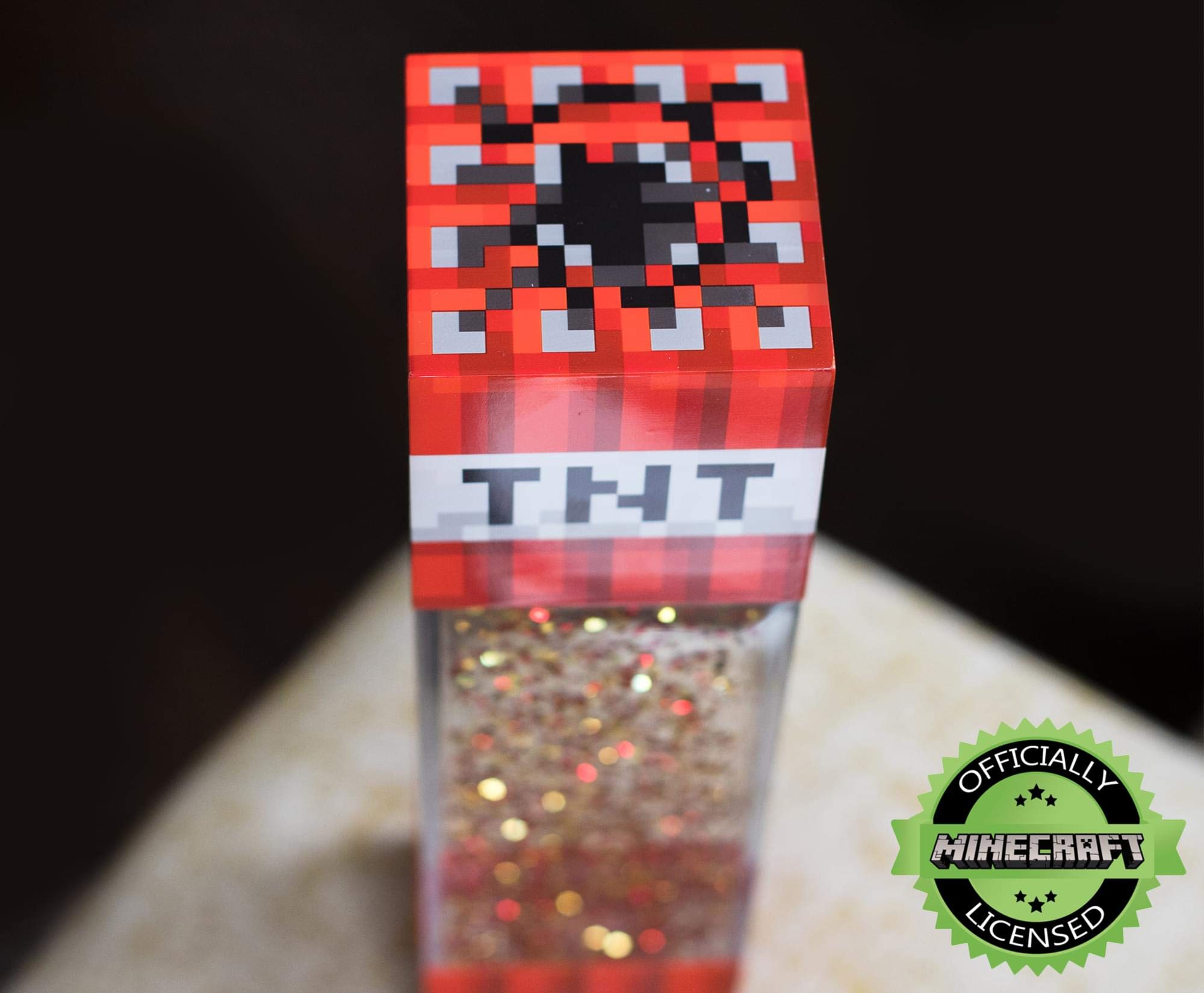Ukonic Minecraft TNT Block Motion Lamp | LED Bedside Table Light | 12 Inches Tall | Red | Model 16430