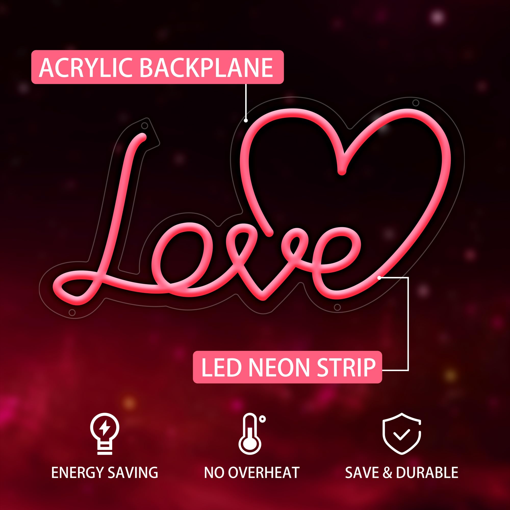 Love Neon Sign For Wall Decor  Dimmable Love Led Lights Signs Letters Signs For Wedding  Neon Light Room Decor For Party Birthday Gift Christmas Gift