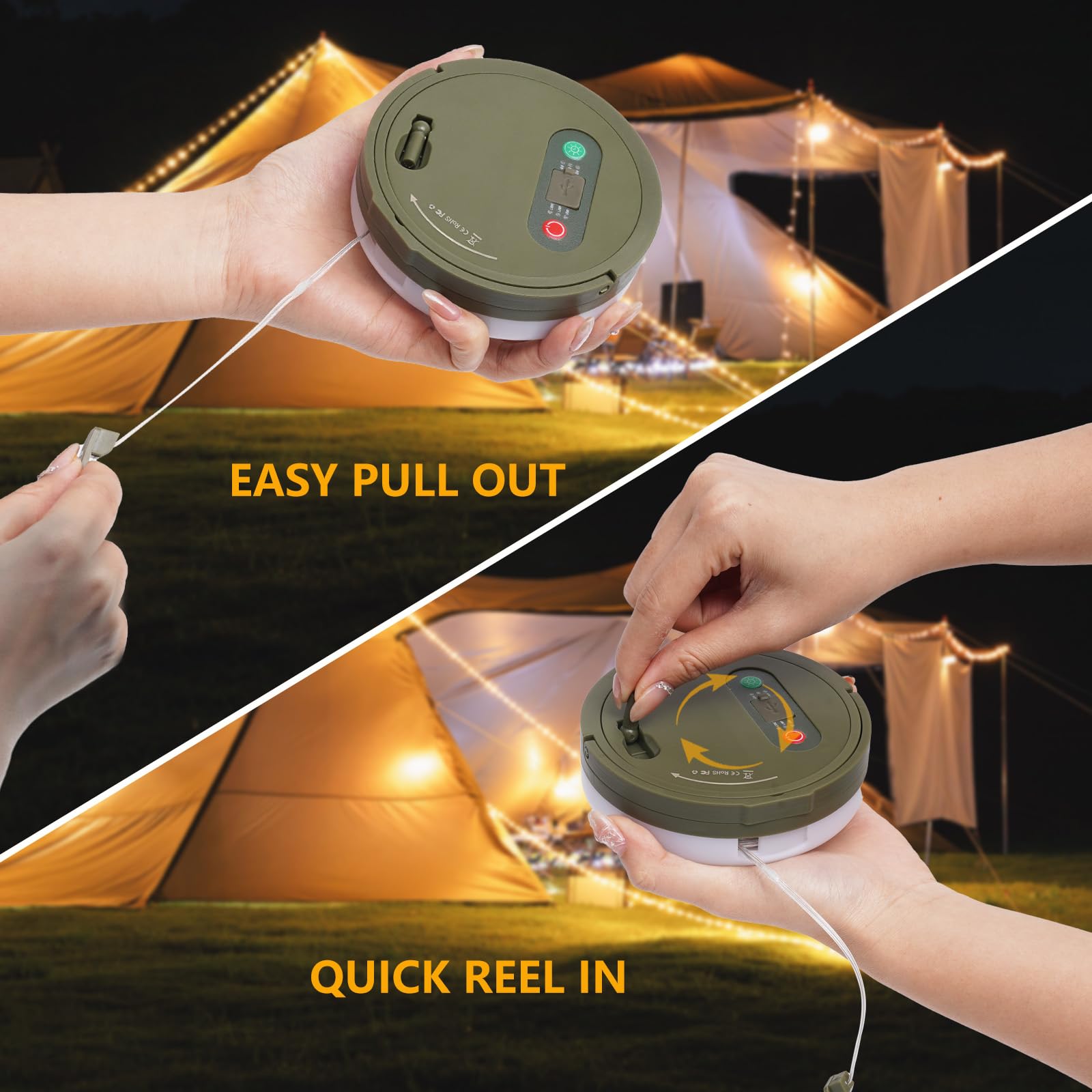 GHORA Camping String Light, 32.8FT LED, 8 Modes, Waterproof, Green, Model KXK-500